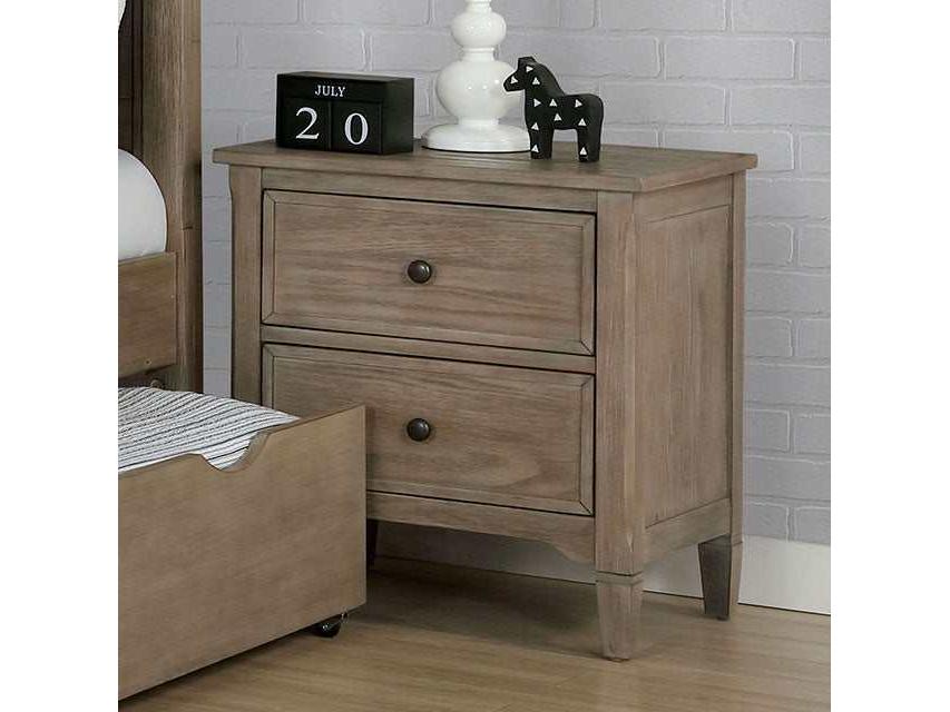 Vevey Wire-Brushed Warm Gray Nightstand