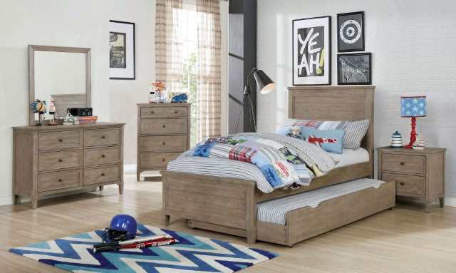 Vevey Wire-Brushed Warm Gray Twin Bed