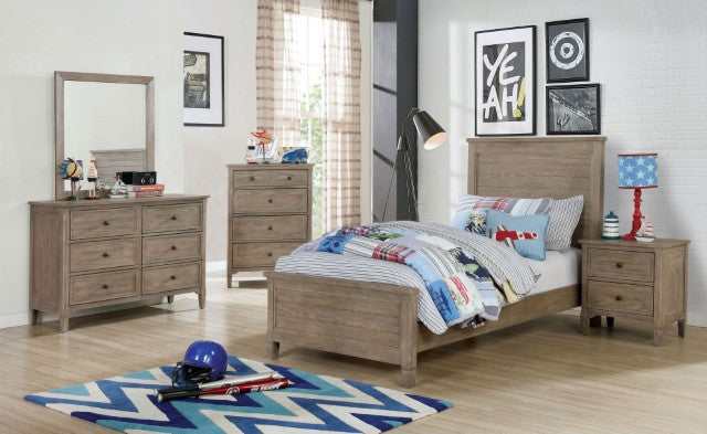 Vevey Wire-Brushed Warm Gray Twin Bed