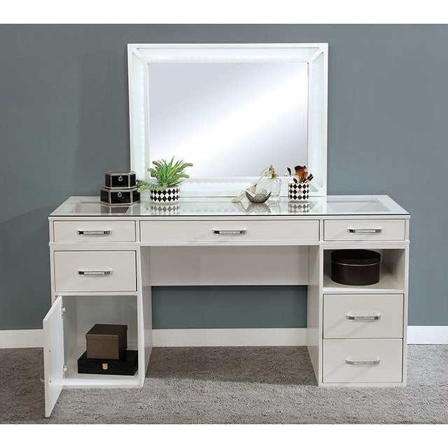 Vickie Luminous White Vanity Set