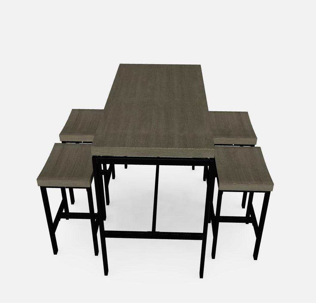 Vilvoorde Black & Gray Metal 5pc Counter Height Set