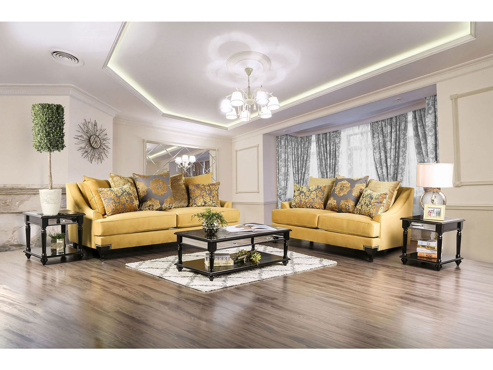 Viscontti Gold/Gray Sofa & Loveseat