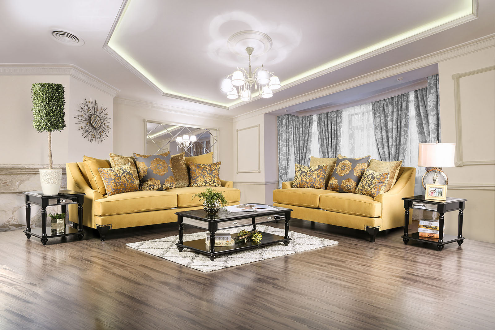 Viscontti Gold/Gray Sofa & Loveseat