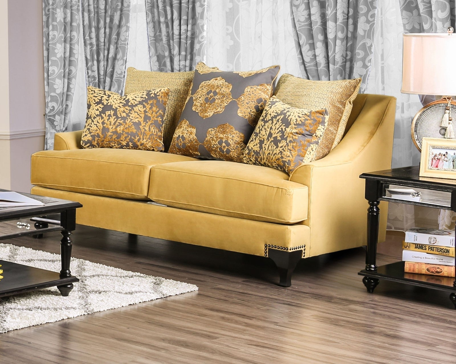 Viscontti Gold/Gray Sofa & Loveseat