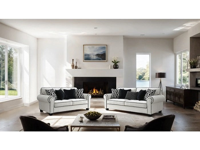 Viviani White Upholstery Living Room Set