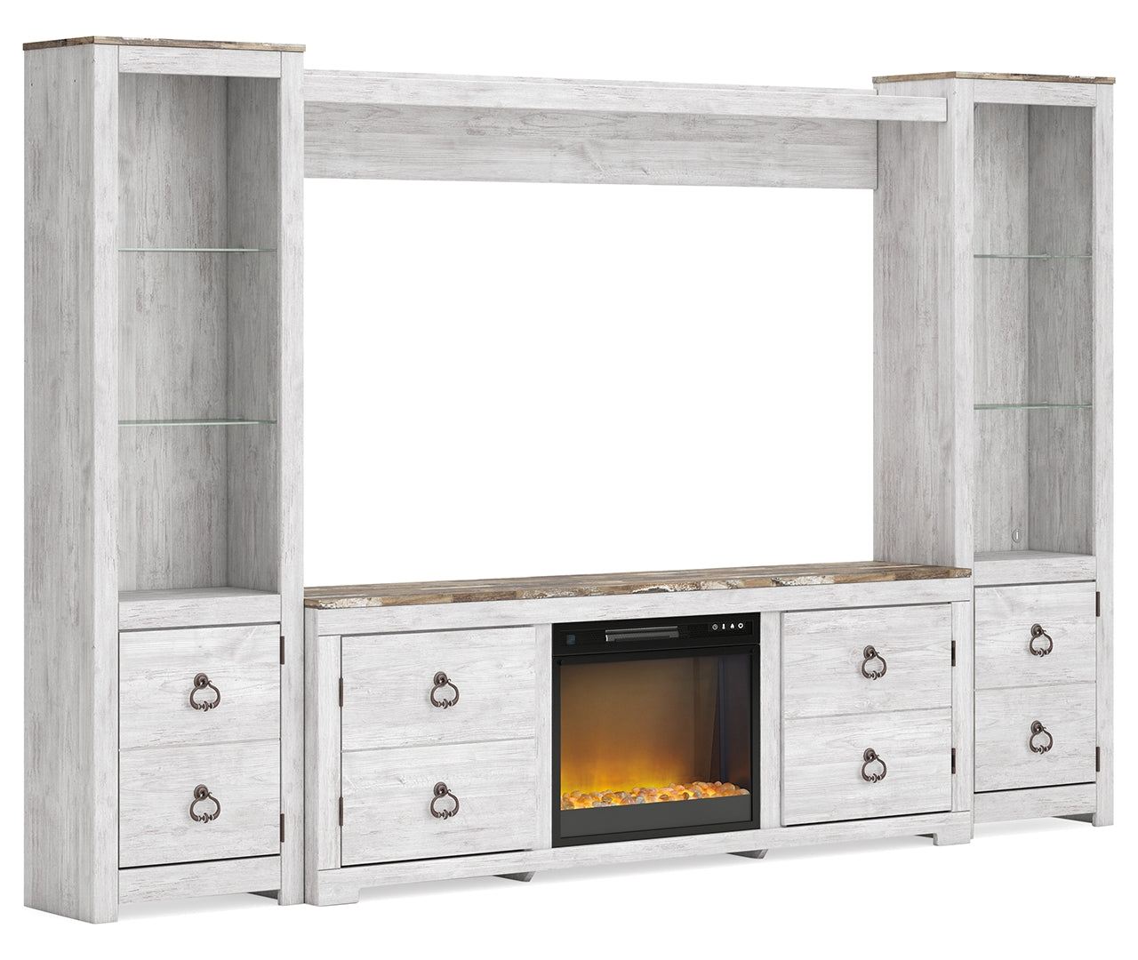 Willowton 4-Piece Entertainment Center with Electric Fireplace