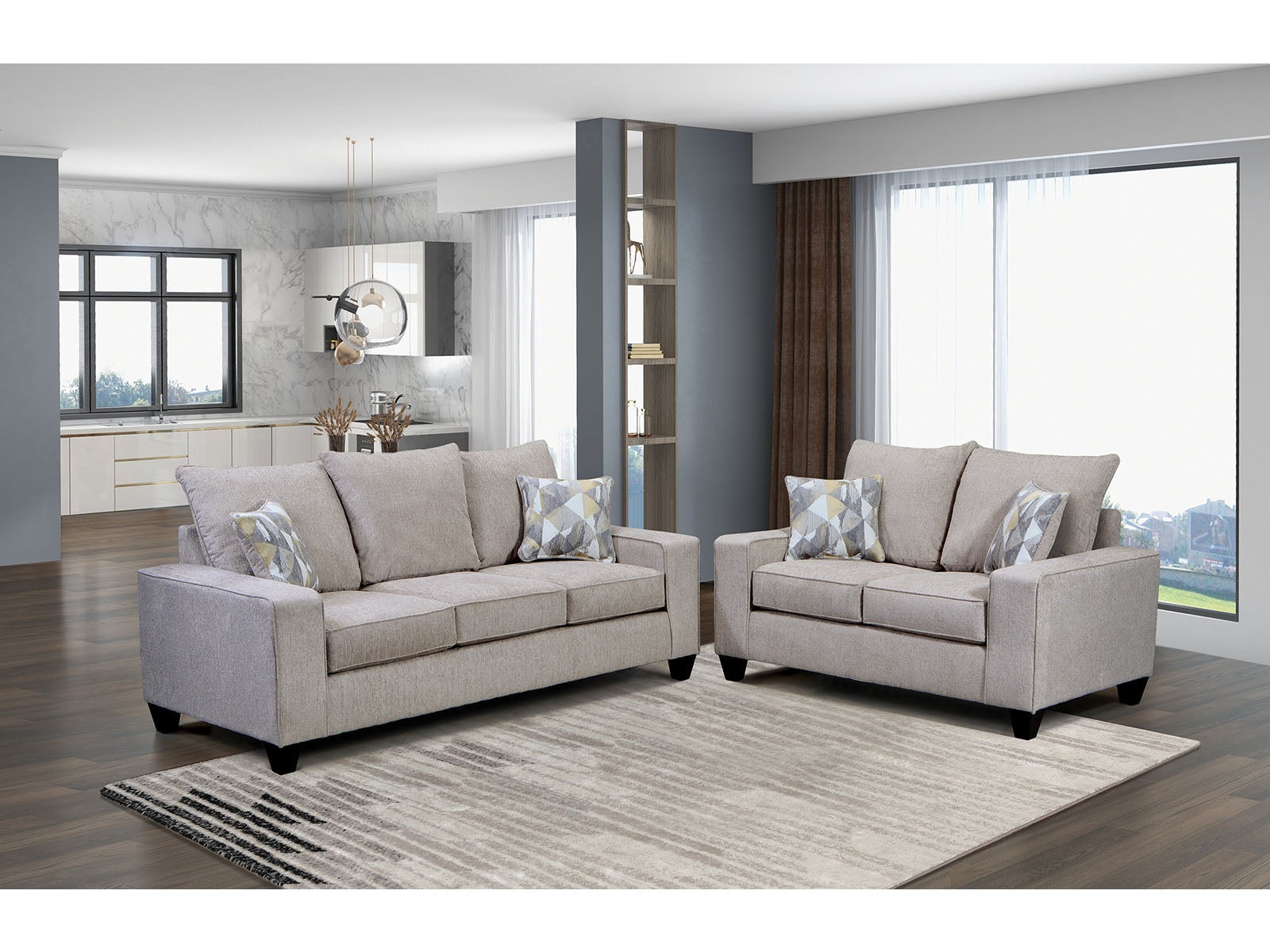 West action Beige Sofa & Loveseat