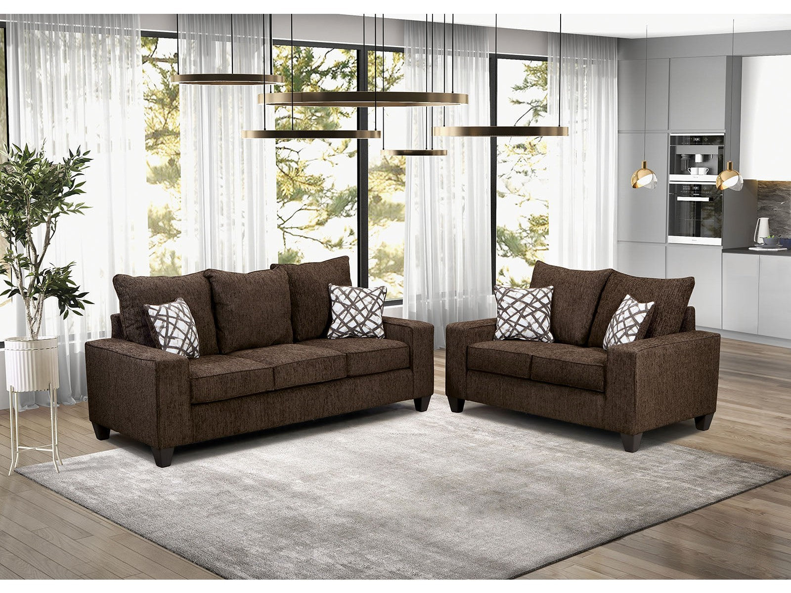 West action Chocolate Sofa & Loveseat