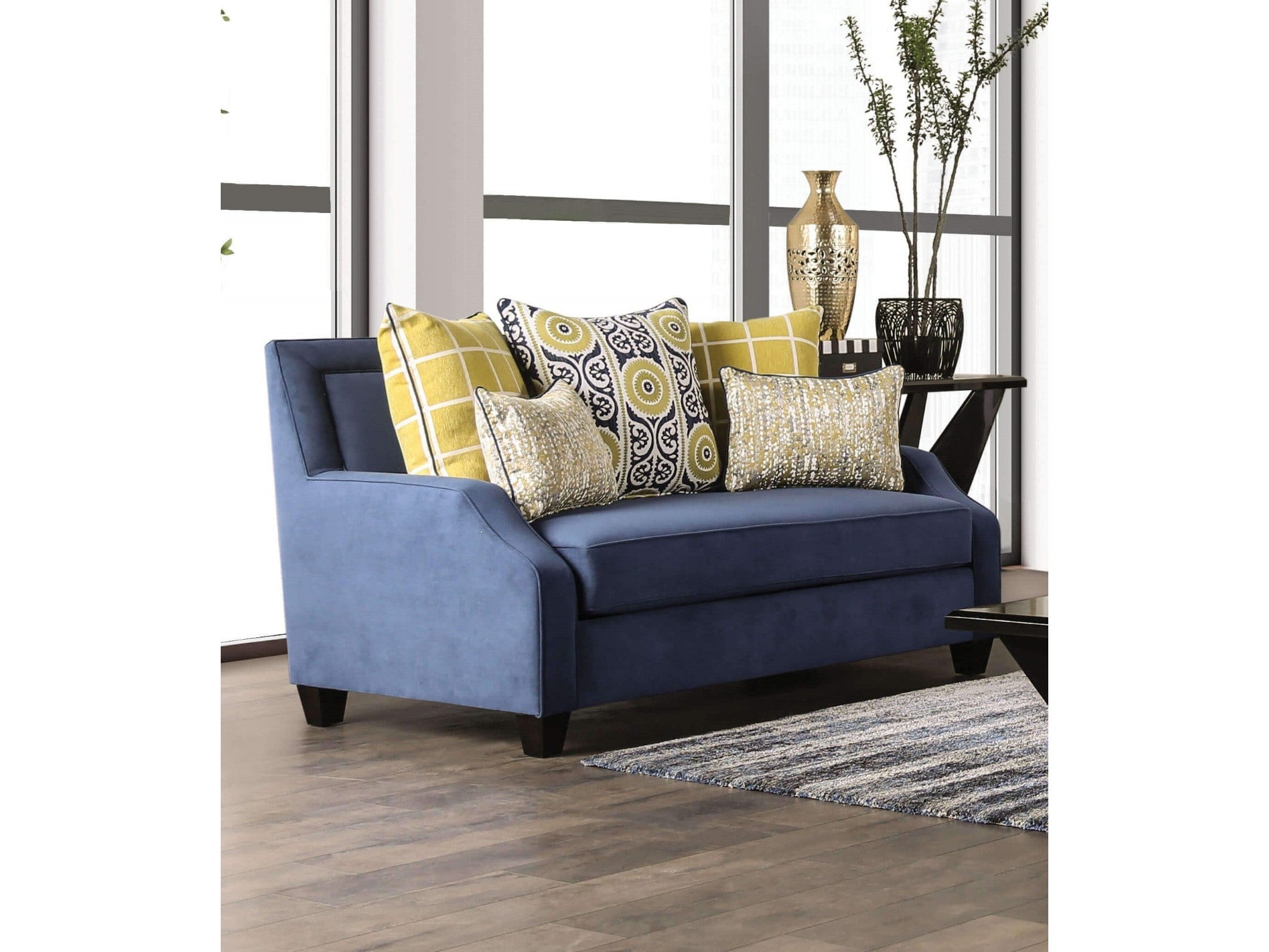 West brompton Navy/Yellow Loveseat