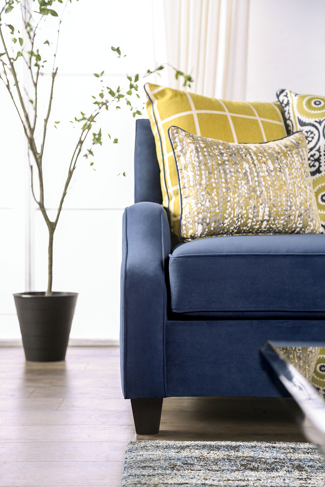 West brompton Navy/Yellow Sofa & Loveseat