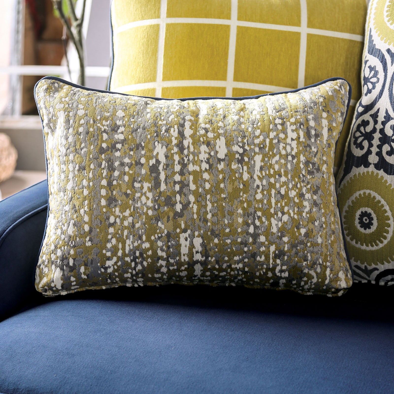 West brompton Navy/Yellow Sofa & Loveseat