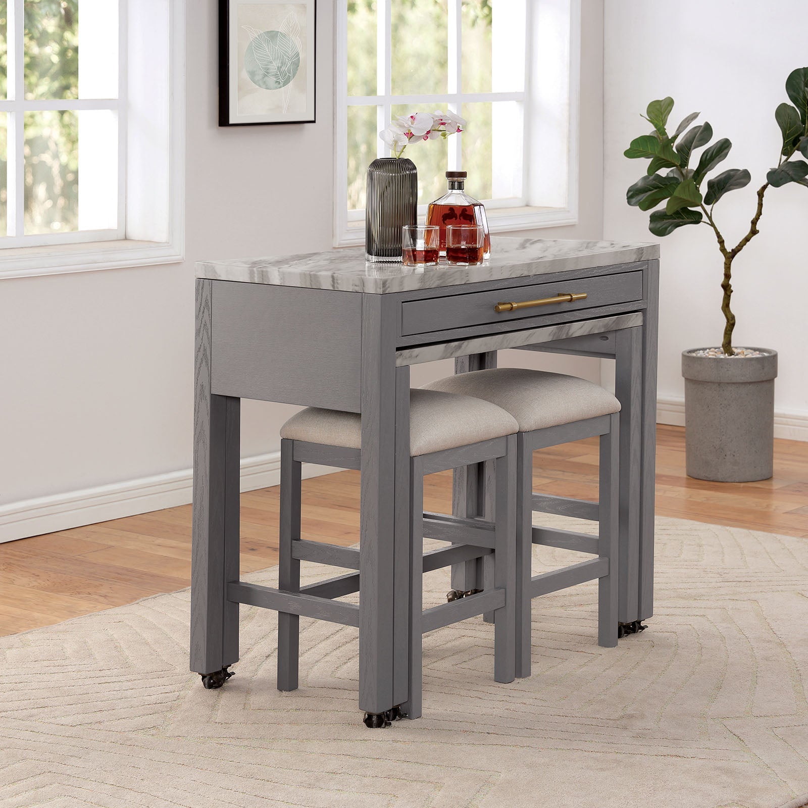 Whitehall White/Light Gray/Beige 5 Pc. Counter Height Table Set