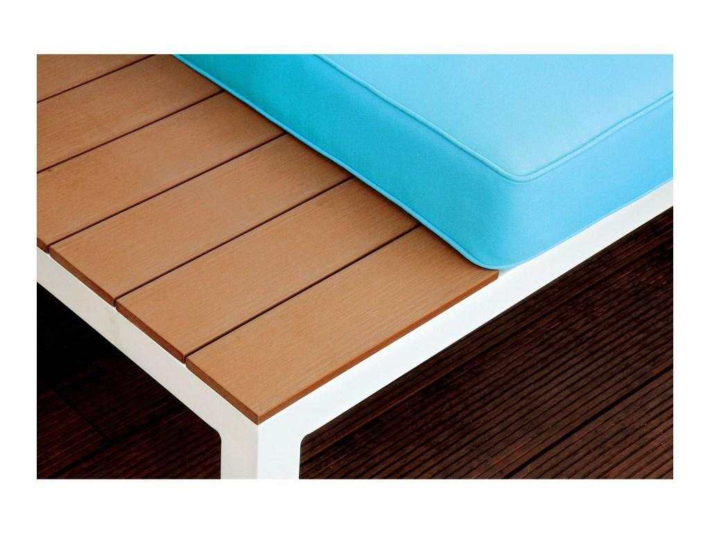 Winona White, Oak & Blue Outdoor L Shape Sectional w/ Coffee Table