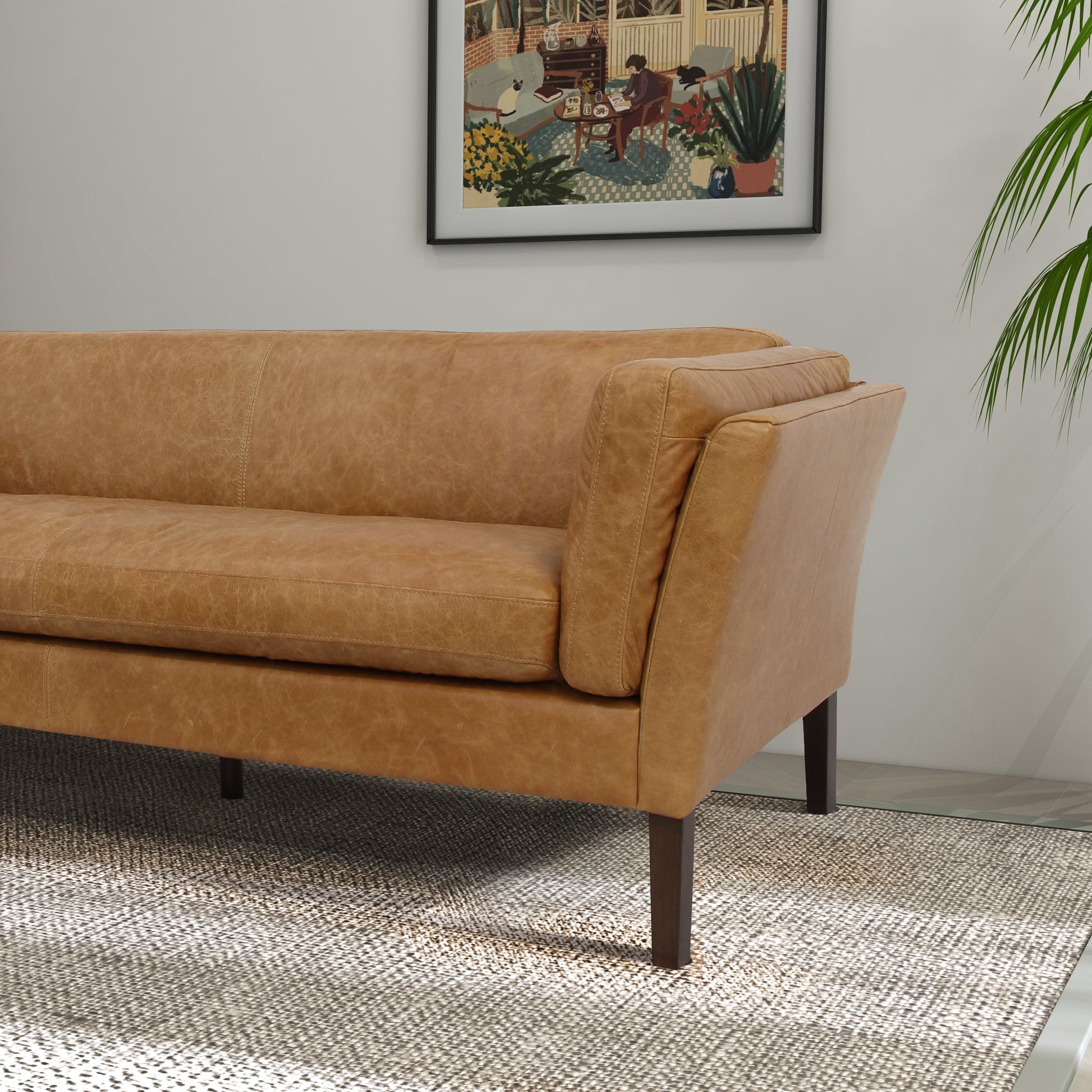 York Waxy Tan Leather Sofa