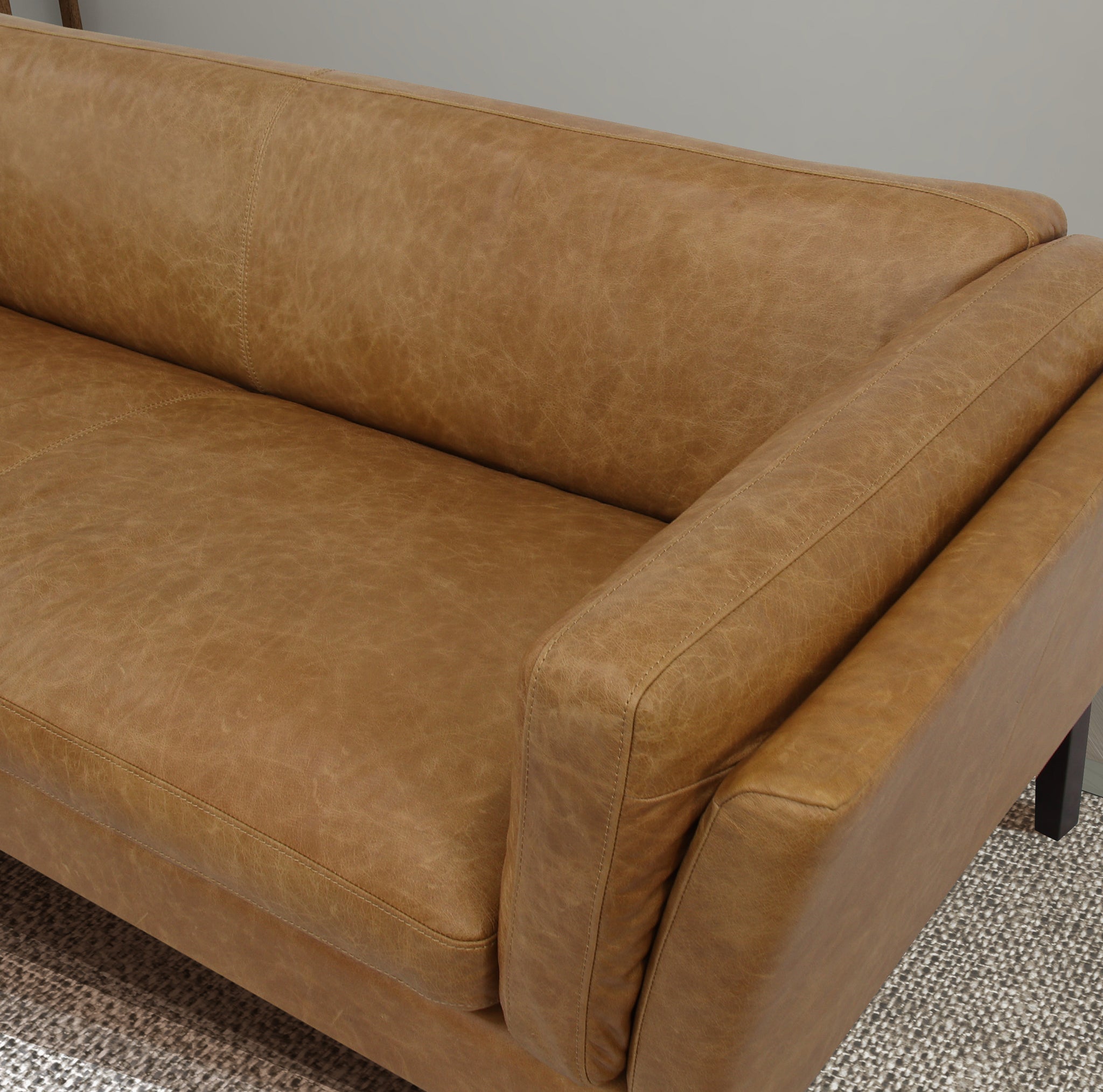 York Waxy Tan Leather Sofa