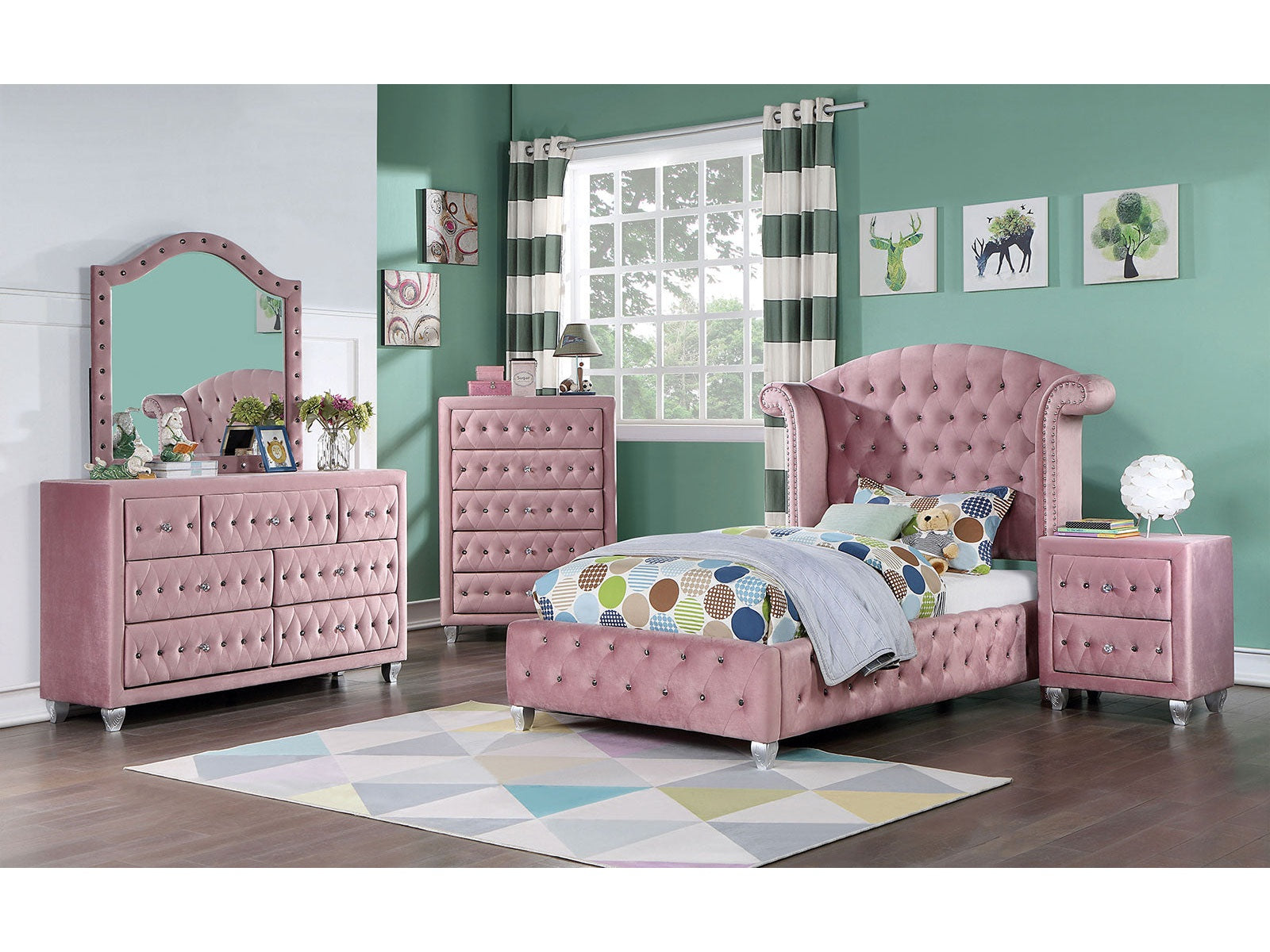 Zohar Pink 4 Pc. Twin Bedroom Set