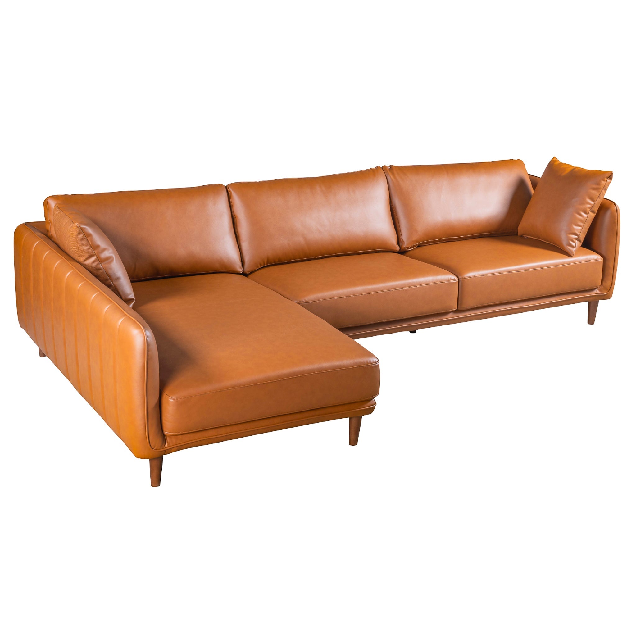 Cairo Sectional Left Sofa - Cognac Vegan Leather