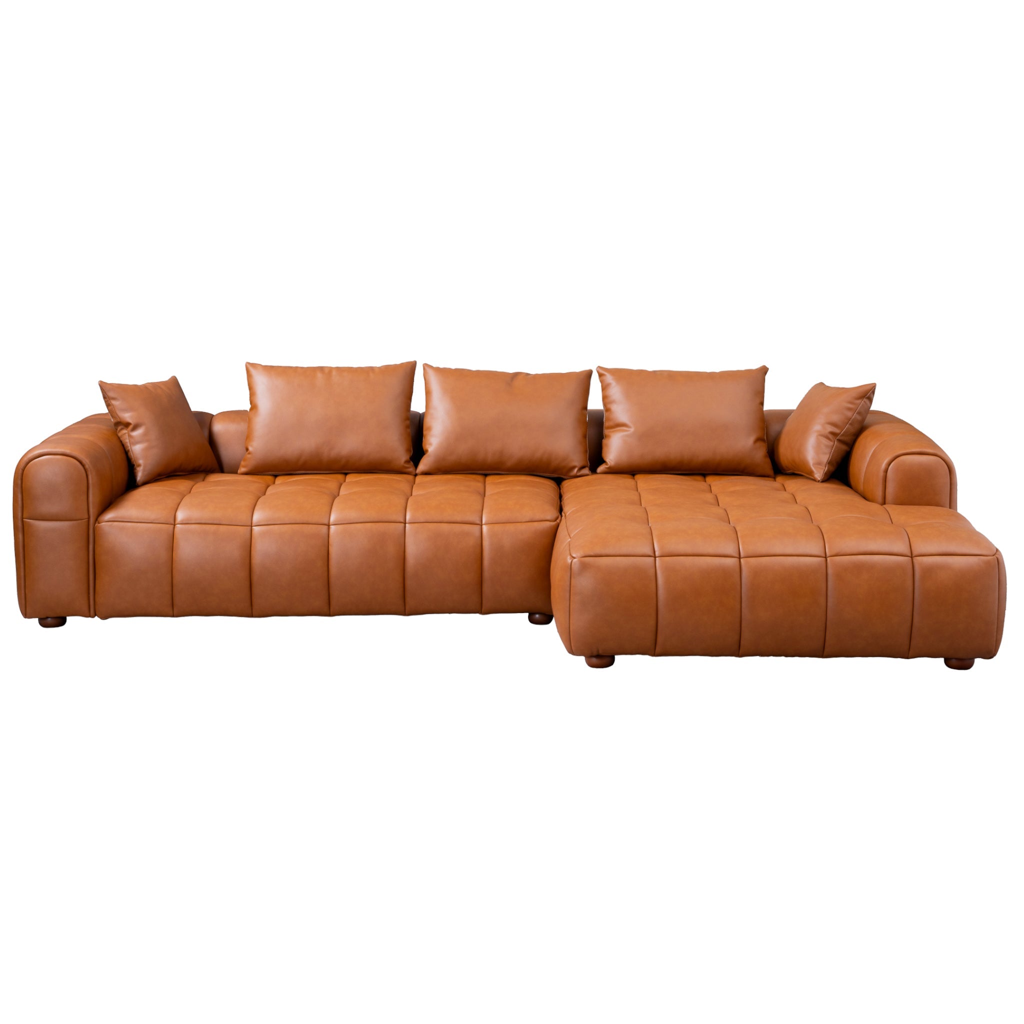 Clark Sectional Right Sofa  - Cognac Leather