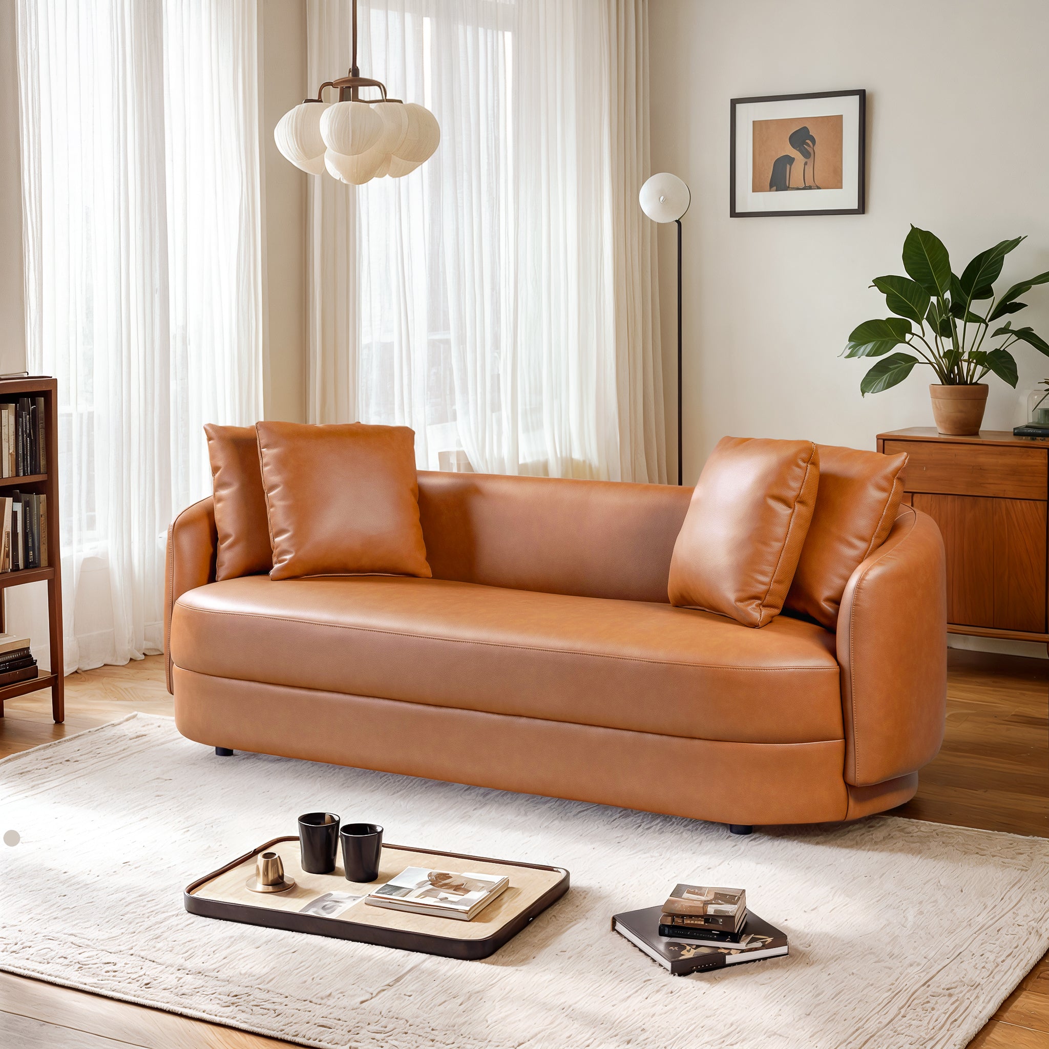 Dylan Modern Cognac Leather Sofa