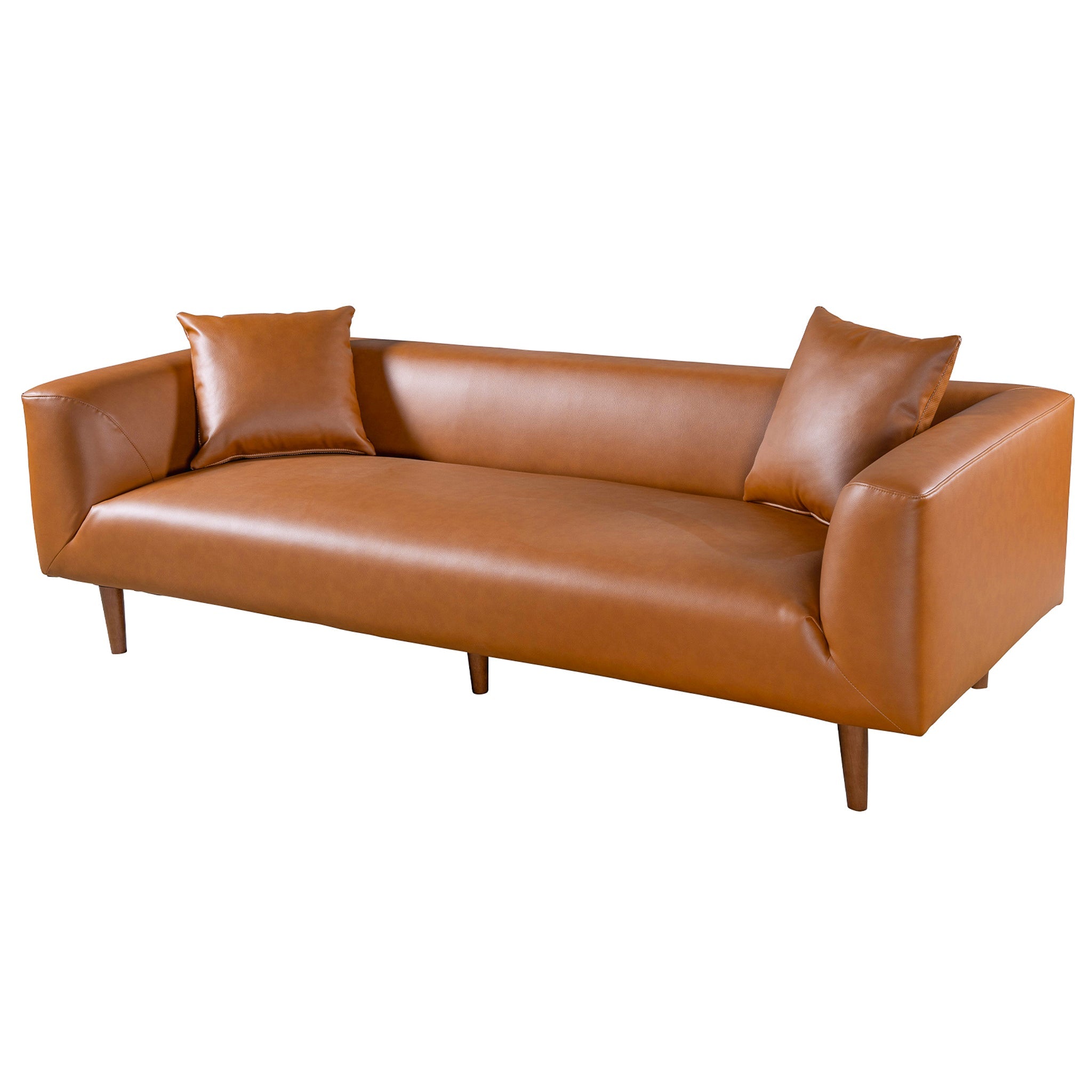 Elwood Cognac Vegan Leather Sofa