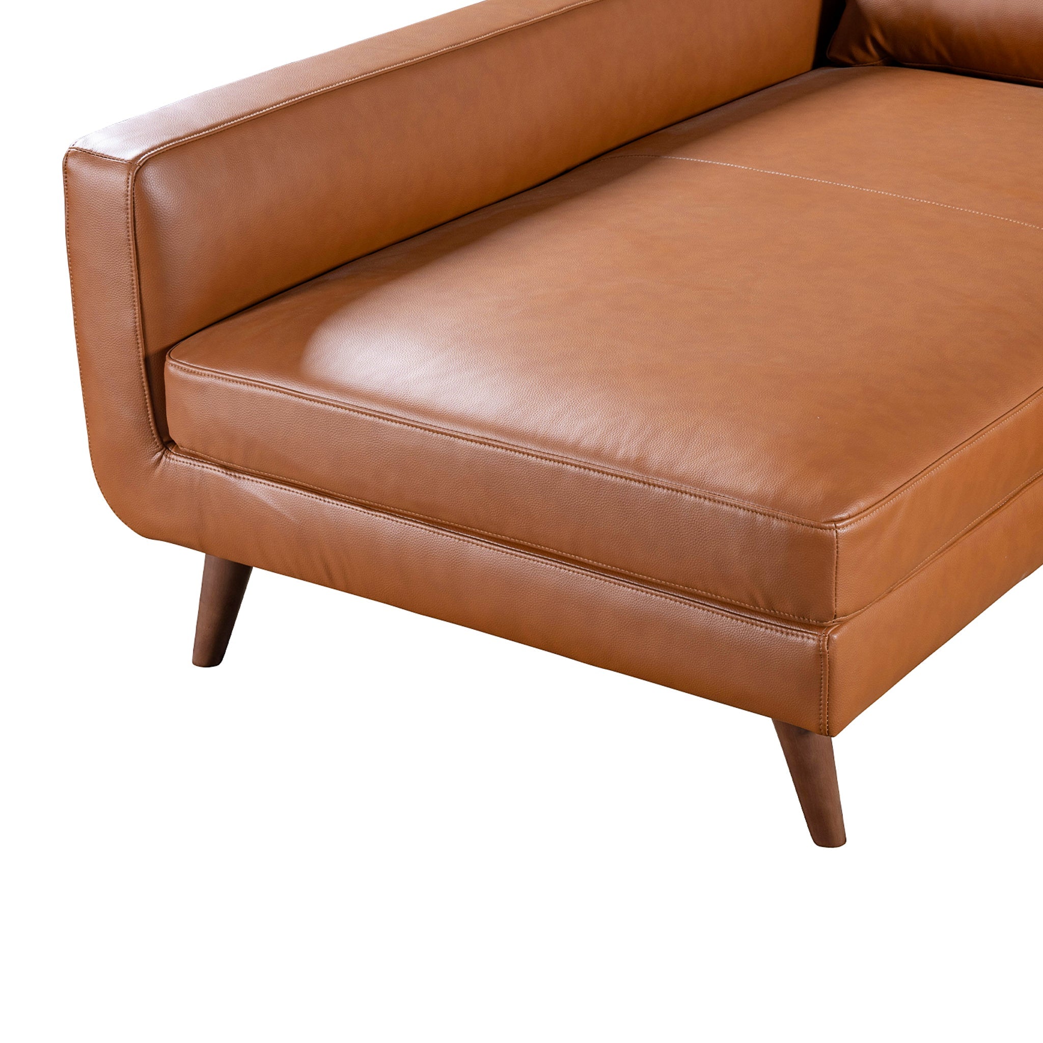 Garland Cognac Vegan Leather Left Sectional Sofa