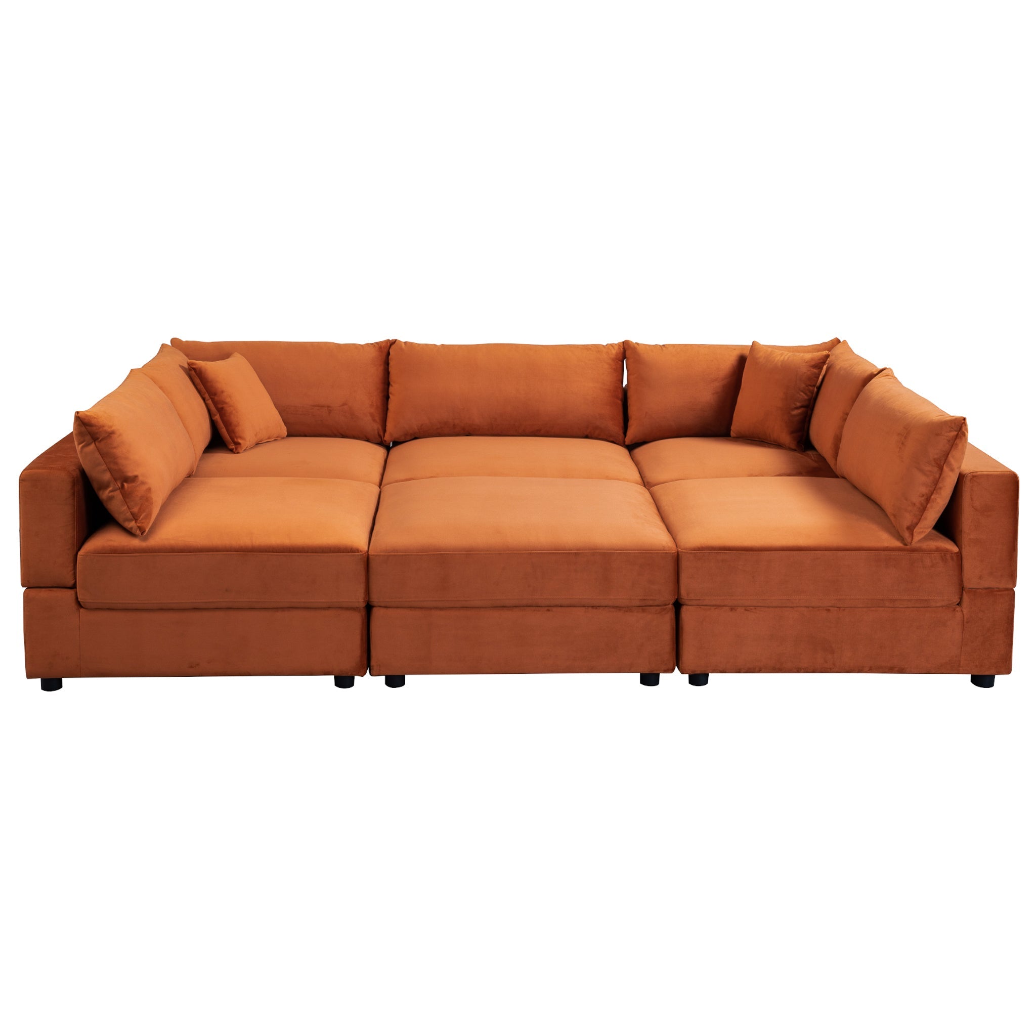 Uptown Burnt Orange Velvet Modular Sofa