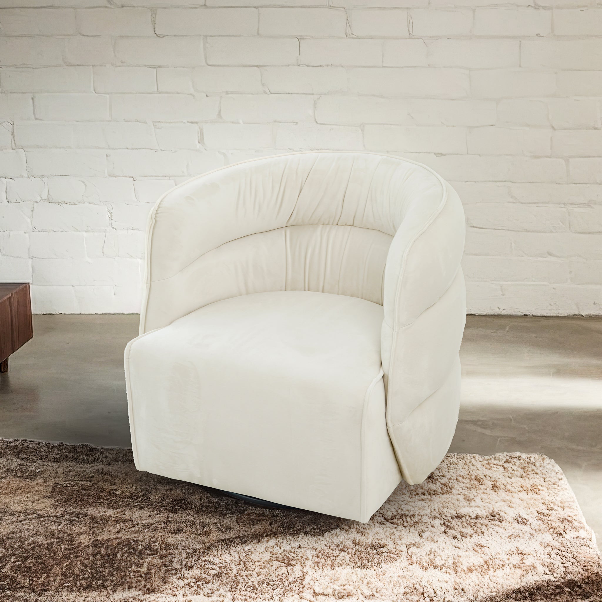 Walden Swivel Chair - Cream Velvet