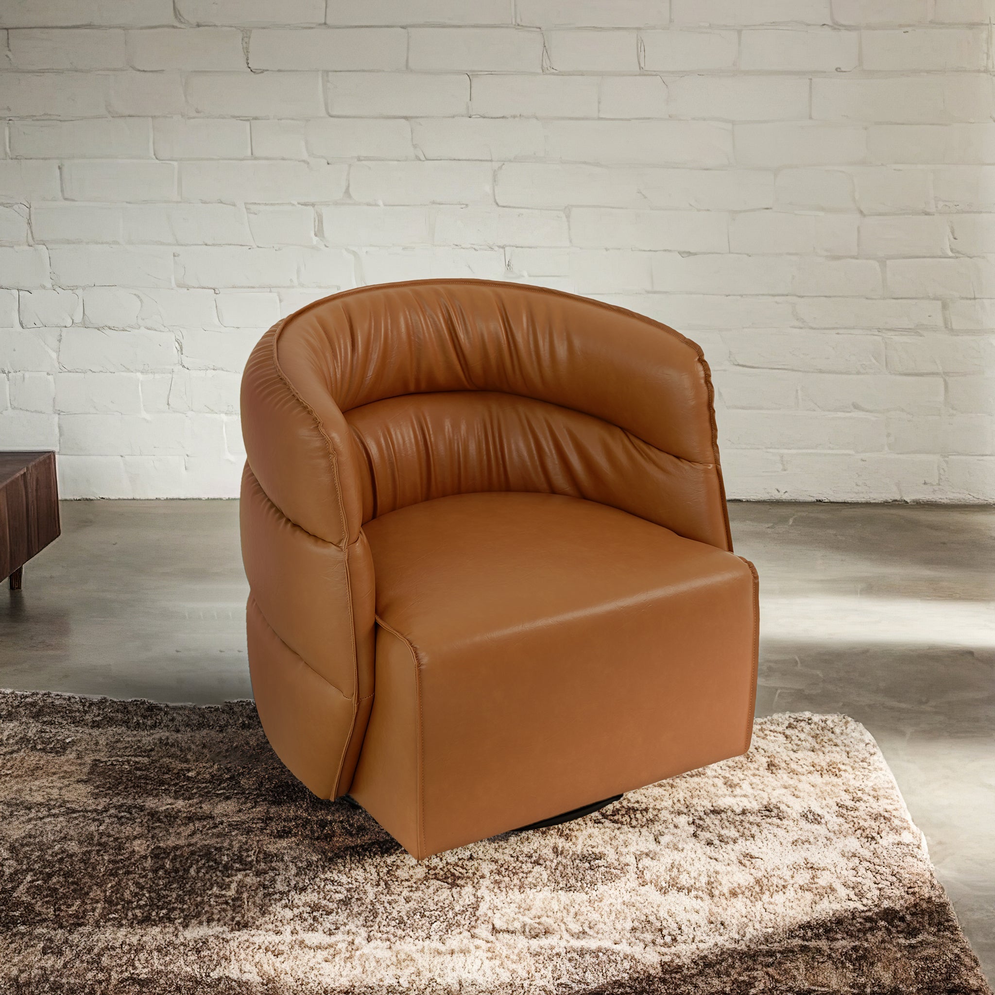 Walden Swivel Chair - Vegan Tan Leather