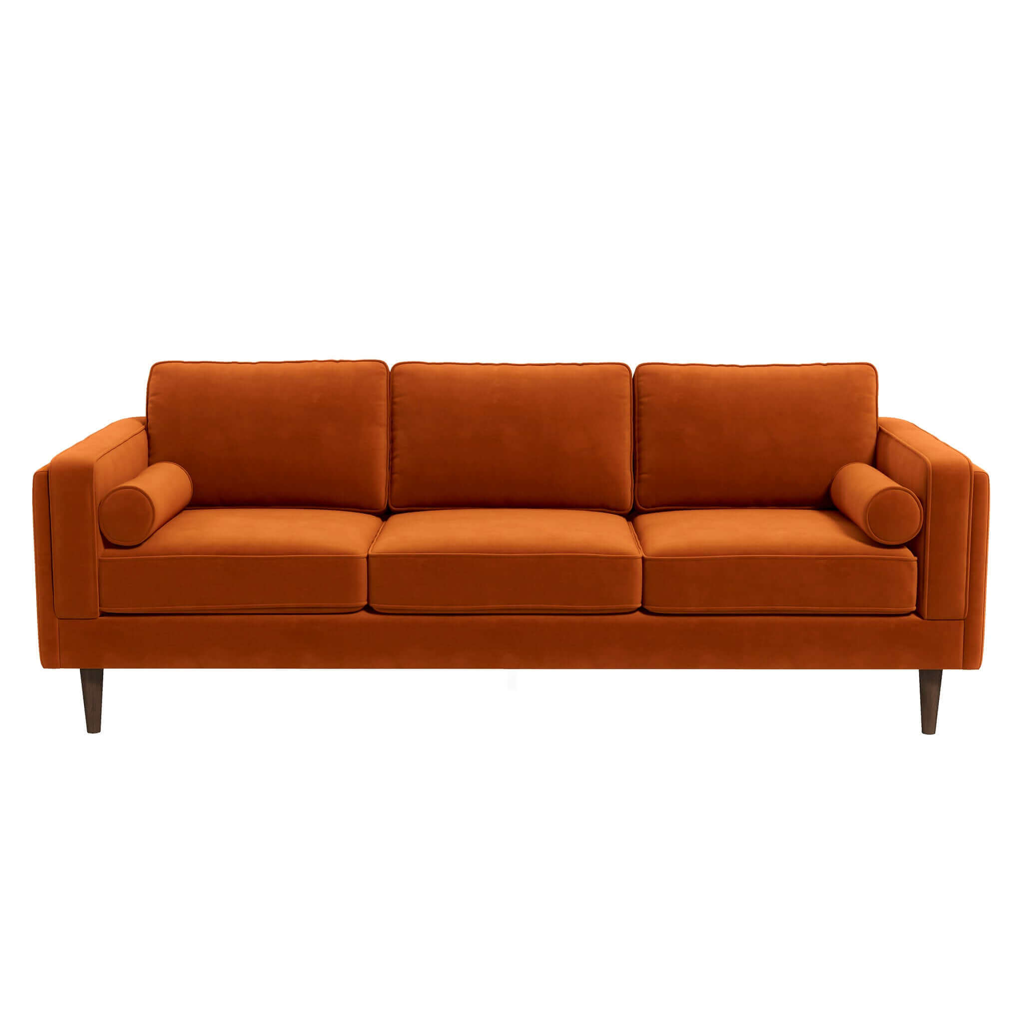 Amber Mid Century Modern Burnt Orange Luxury Modern Velvet Sofa