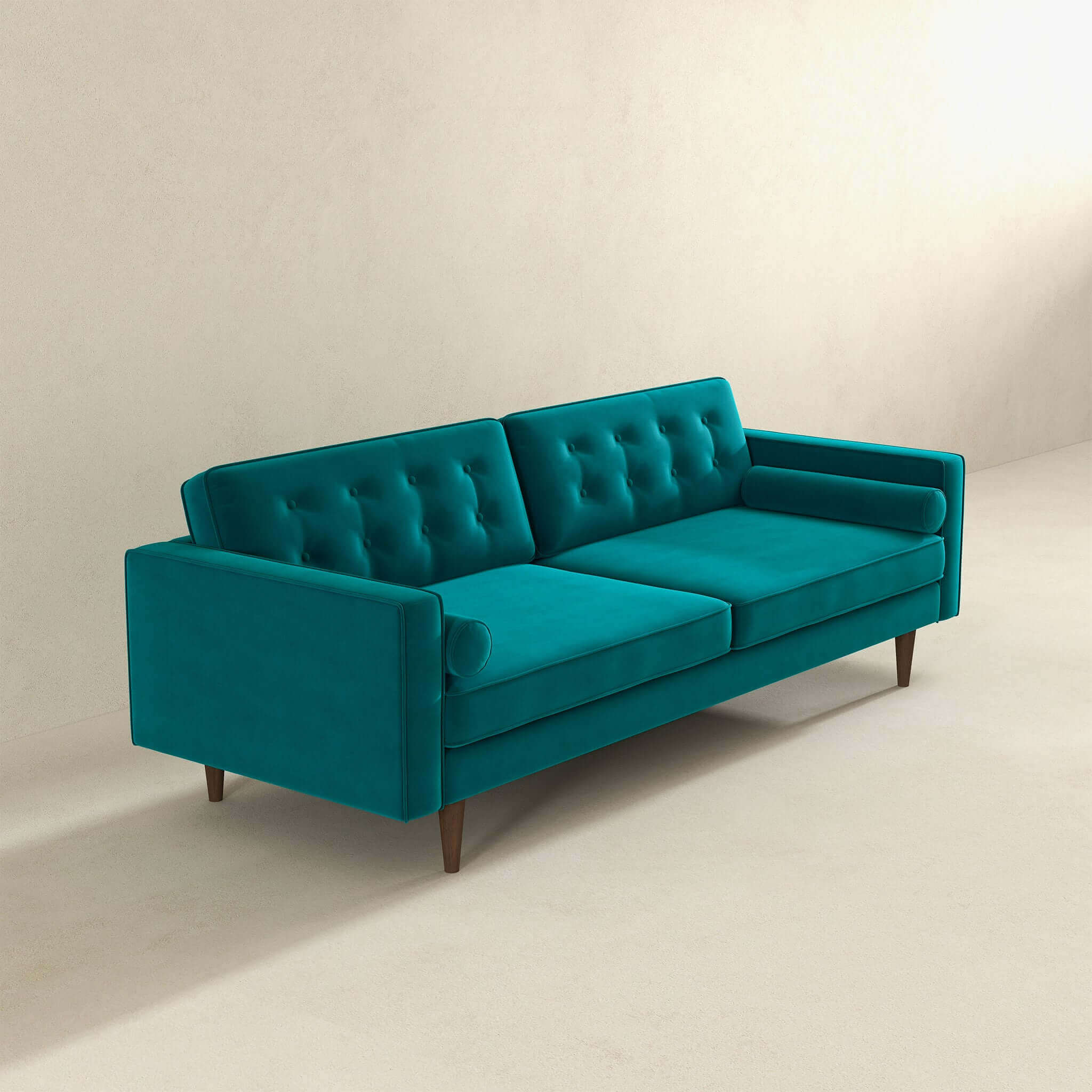 Casey Mid Century Modern Teal Velvet Sofa