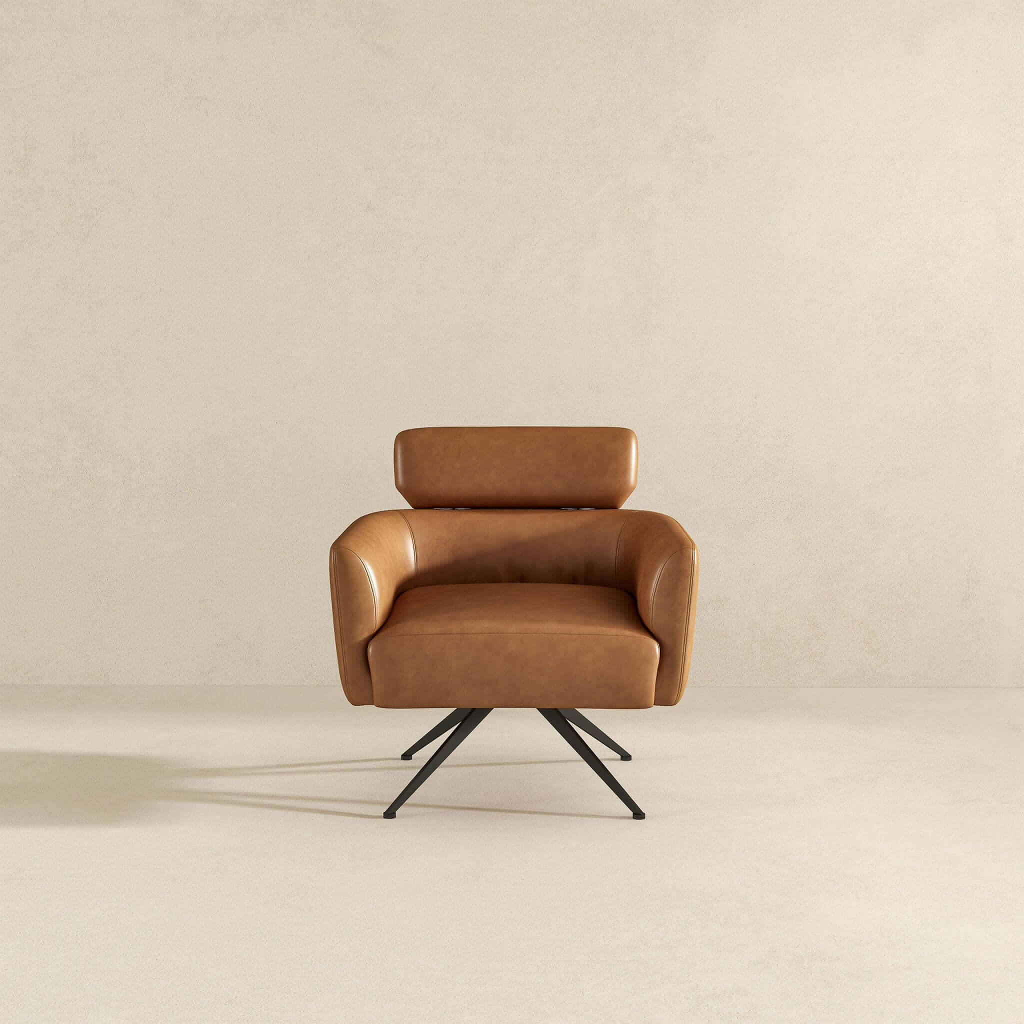 Camila  Tan Leather Lounge Chair