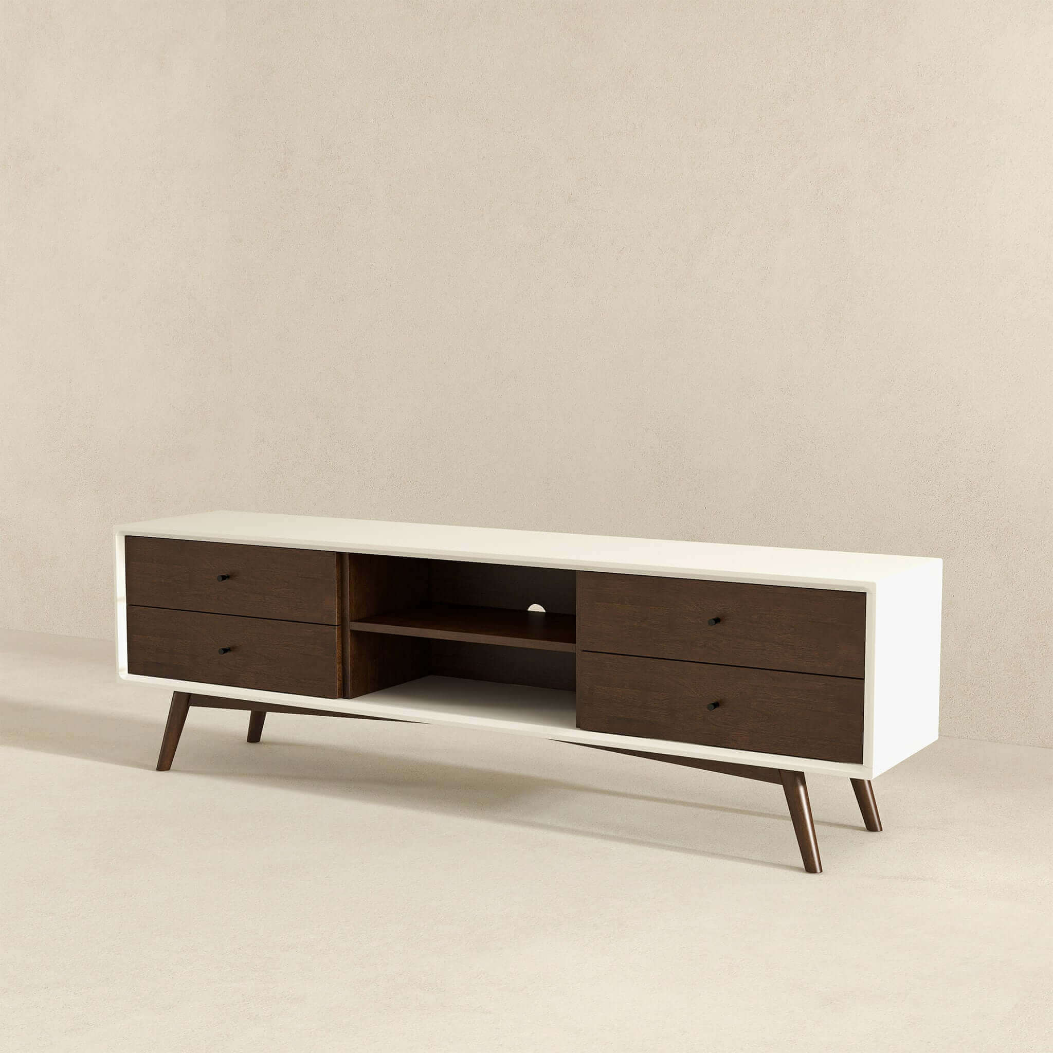 Caroline Walnut White TV Stand Up To 72"