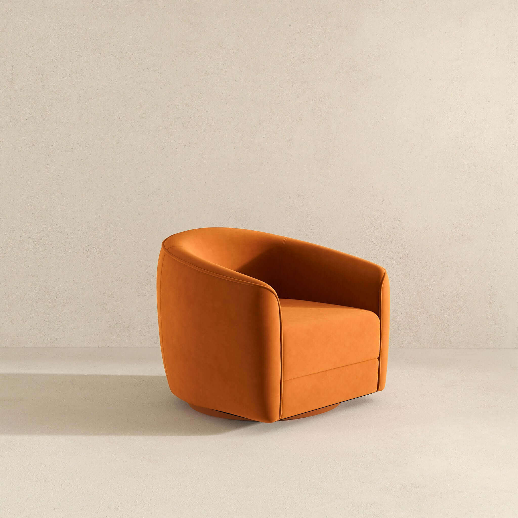 Elise Mid Century Modern Burnt Orange Velvet Swivel Chair