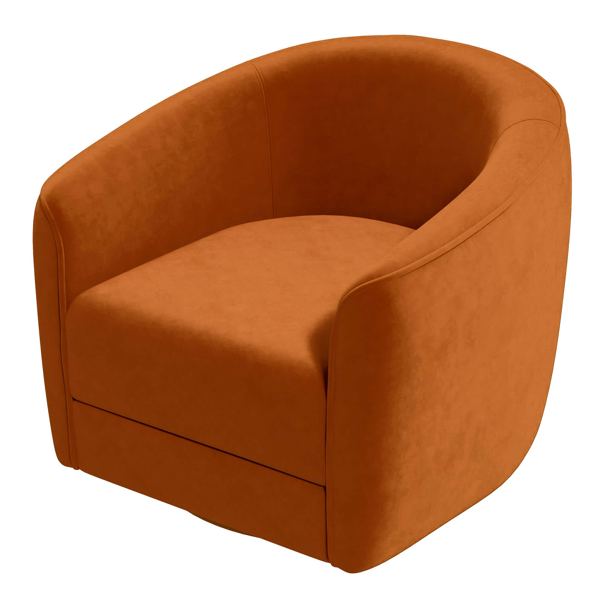 Elise Mid Century Modern Burnt Orange Velvet Swivel Chair