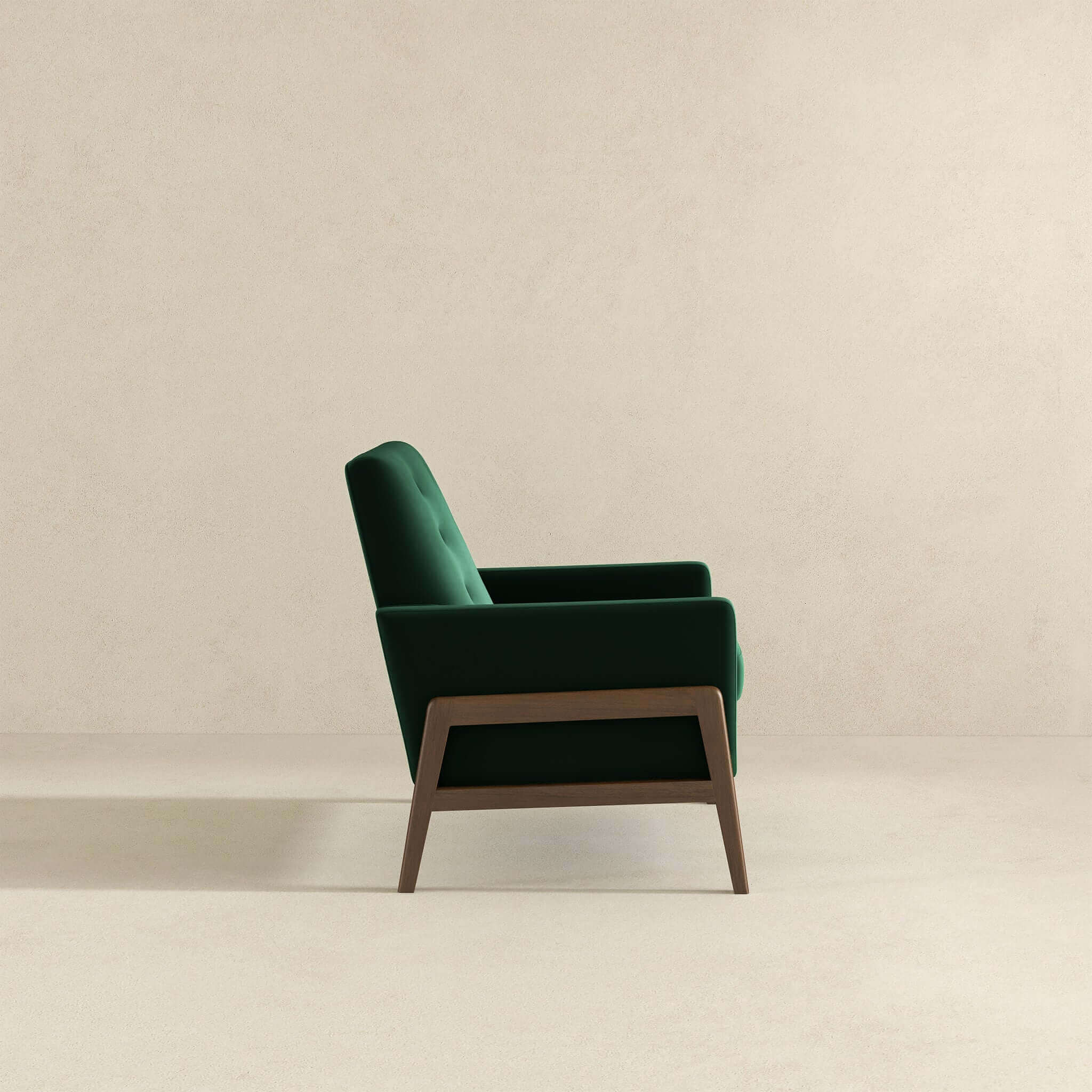 Cole  Solid Wood Green Velvet Lounge Chair