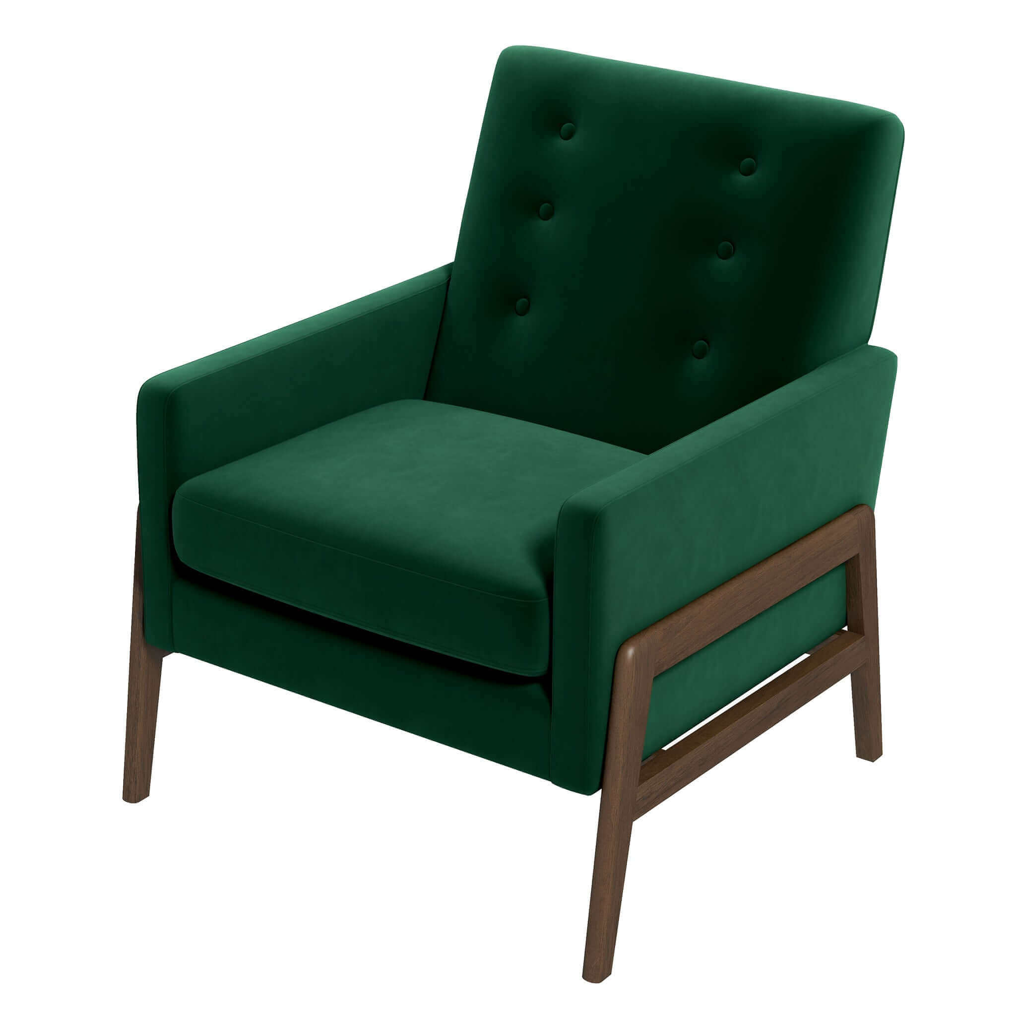 Cole  Solid Wood Green Velvet Lounge Chair