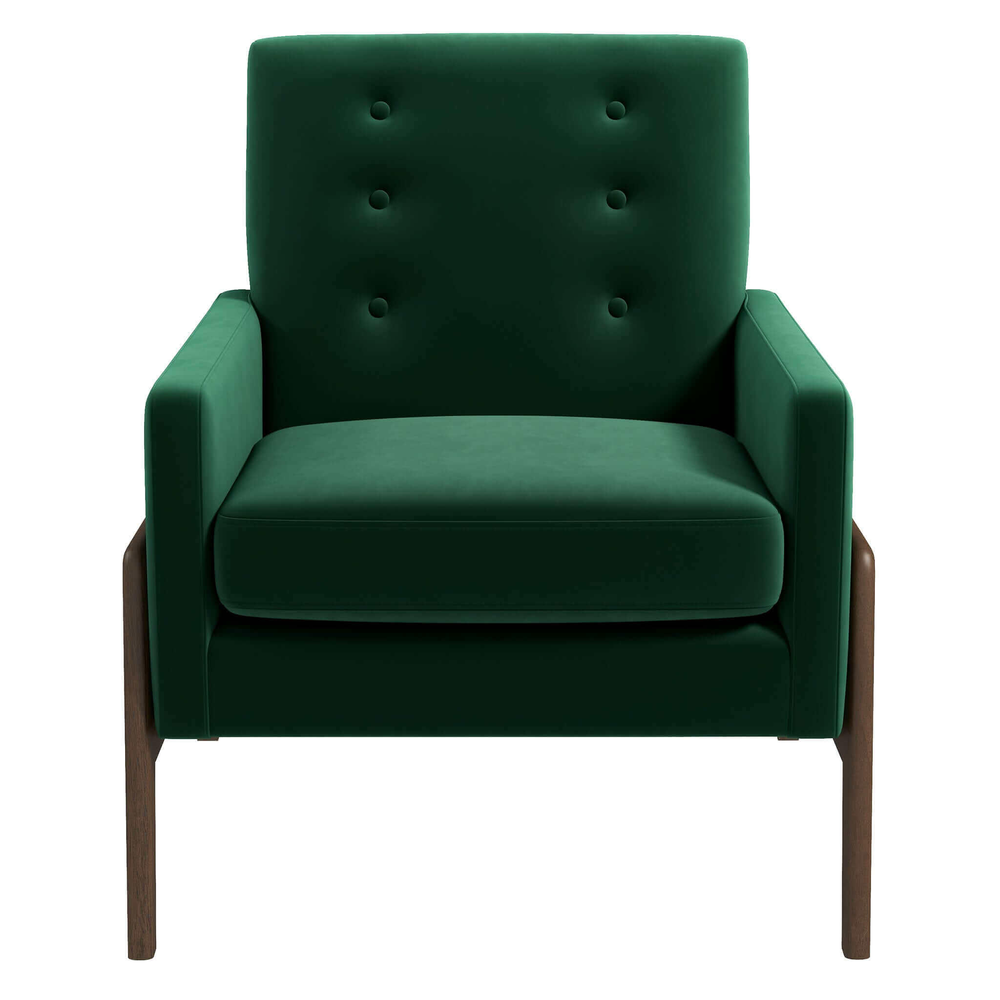 Cole  Solid Wood Green Velvet Lounge Chair