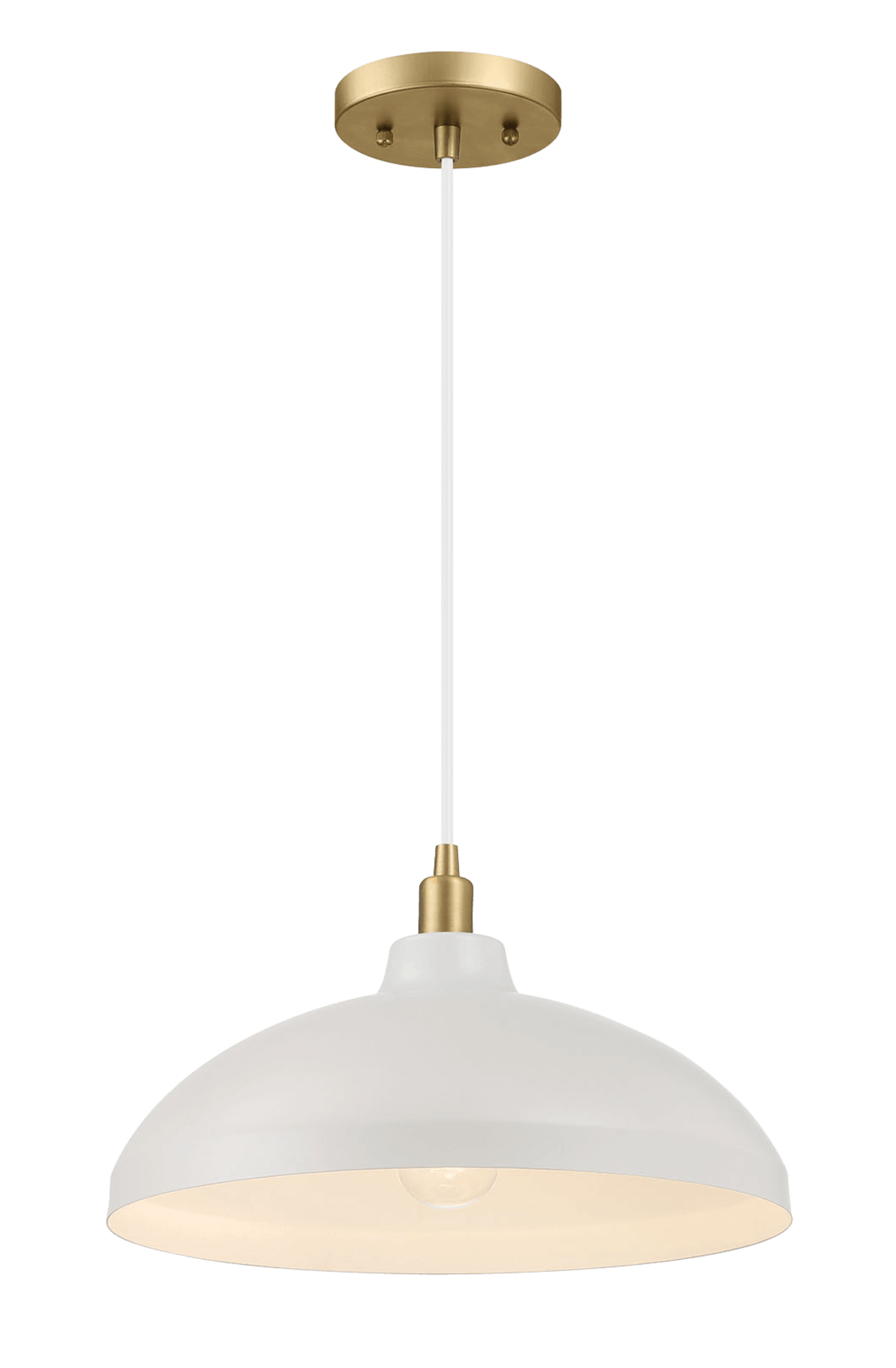 Astral Single Light White Pendant Lamp with Golder Brass Finish for Entrance Kitchen Island 14"D × 8"H