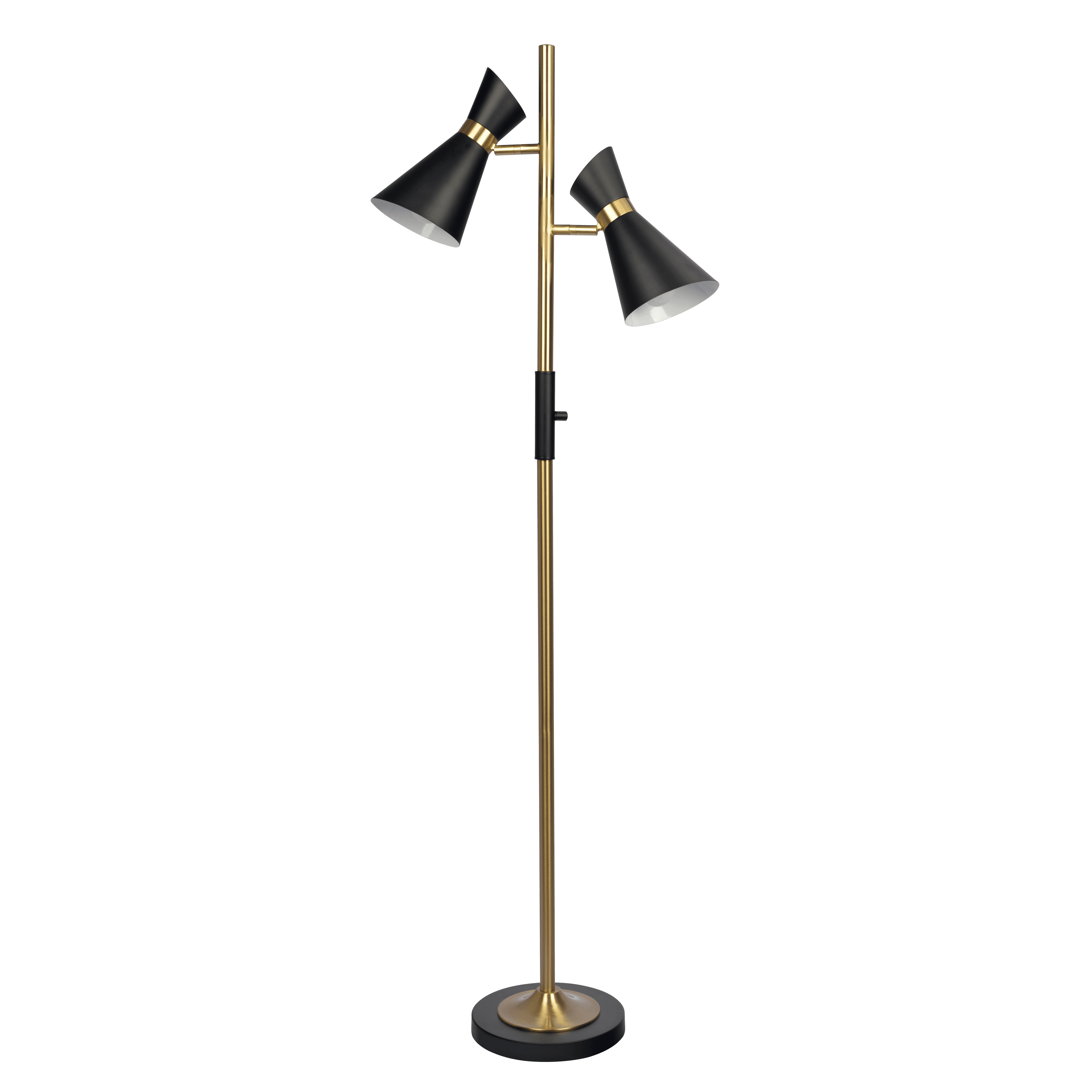 Axis Brassed Gold Floor Lamp with 4-Way Switch Double Spots with Metal Base