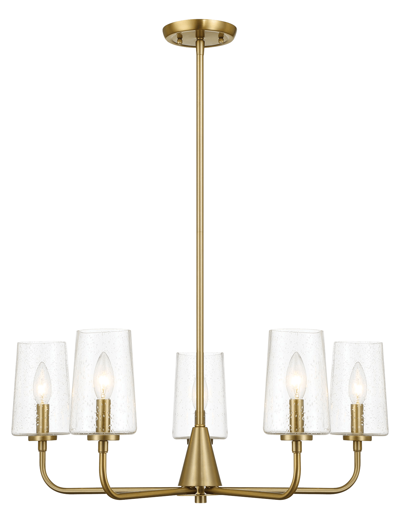 Dazzle Five Lights Chandelier With Clear Seeded Glass -Satin Brass