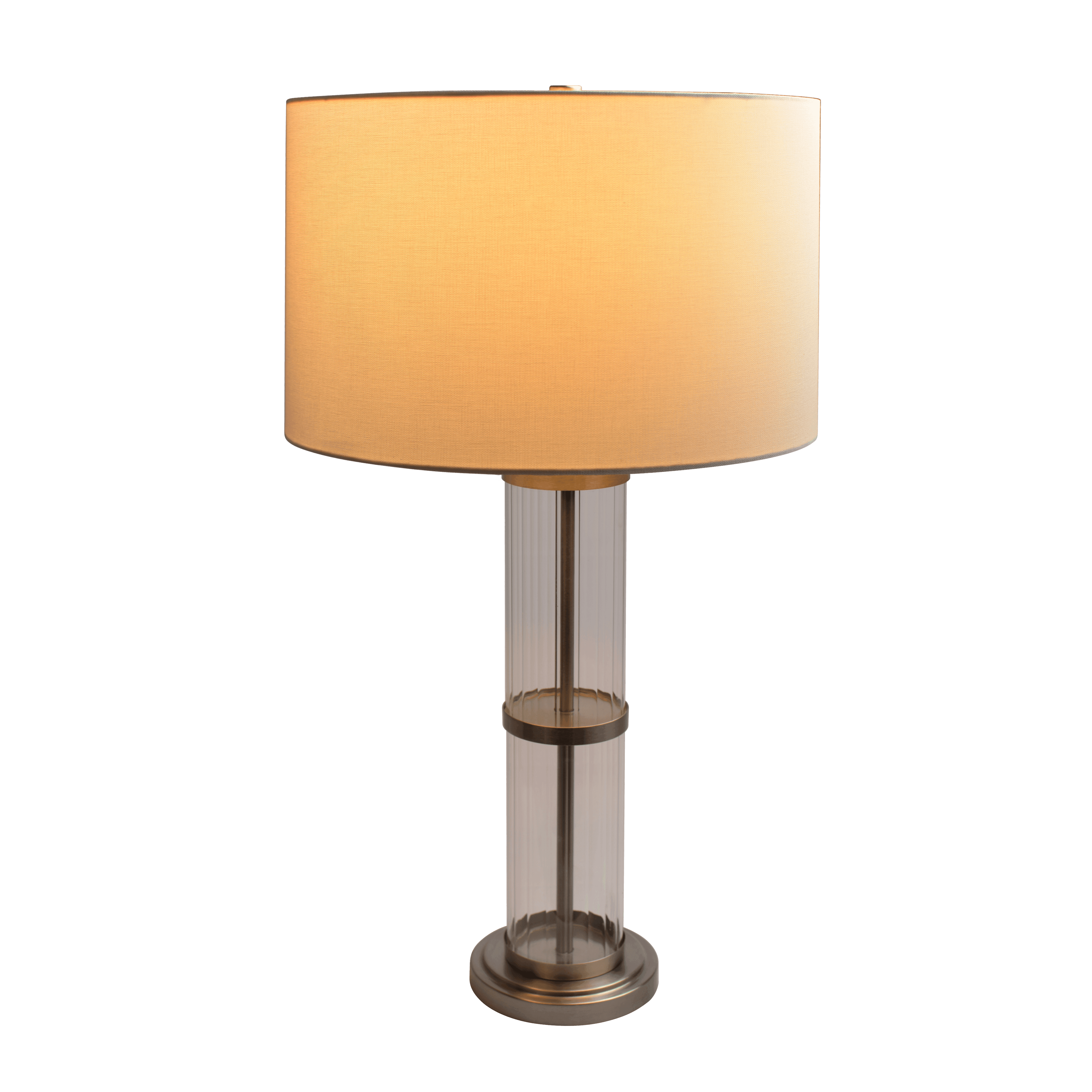 Echo Brushed Nickel Table Lamp with On/Off Switch Clear Glass Body  Metal Base