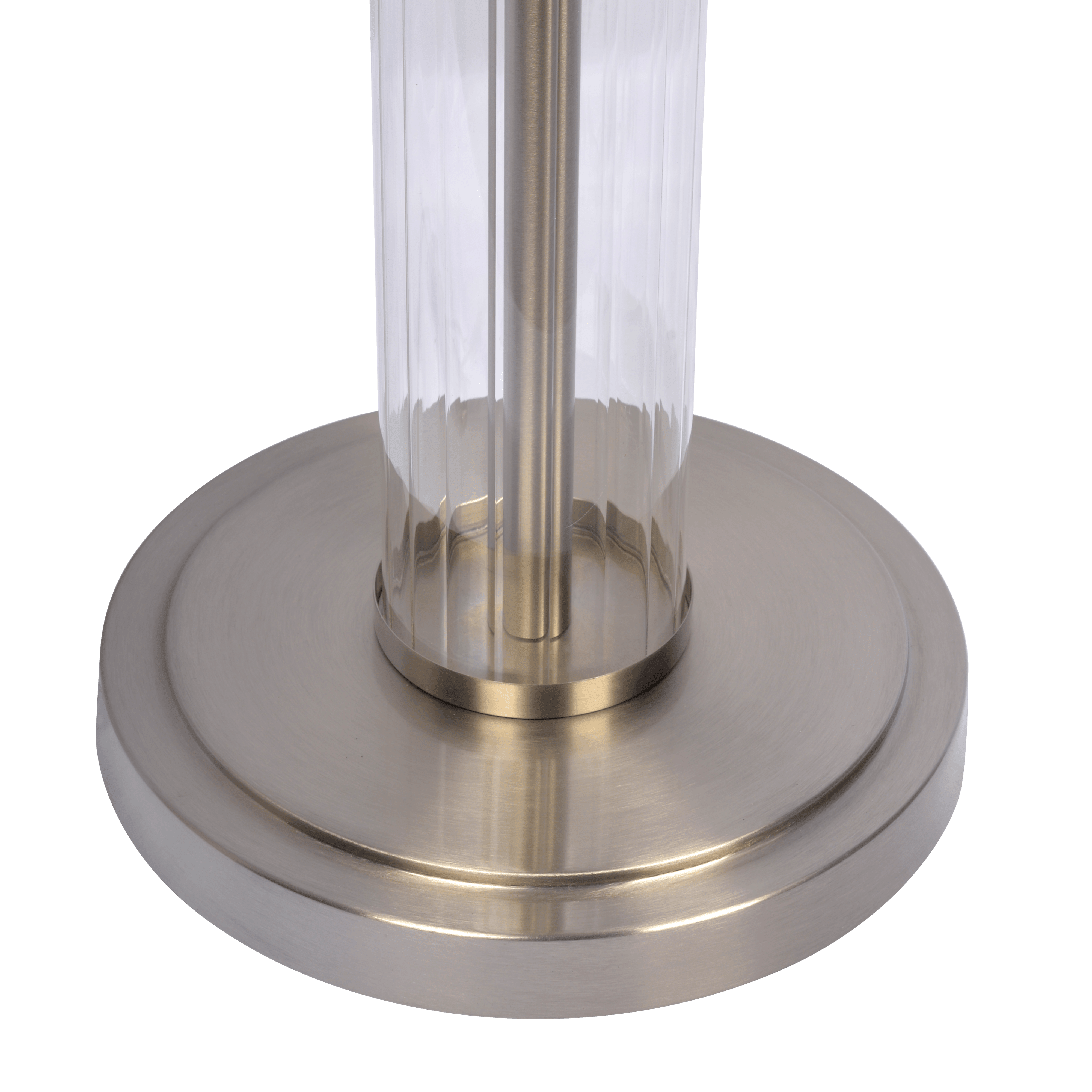 Echo Brushed Nickel Table Lamp with On/Off Switch Clear Glass Body  Metal Base