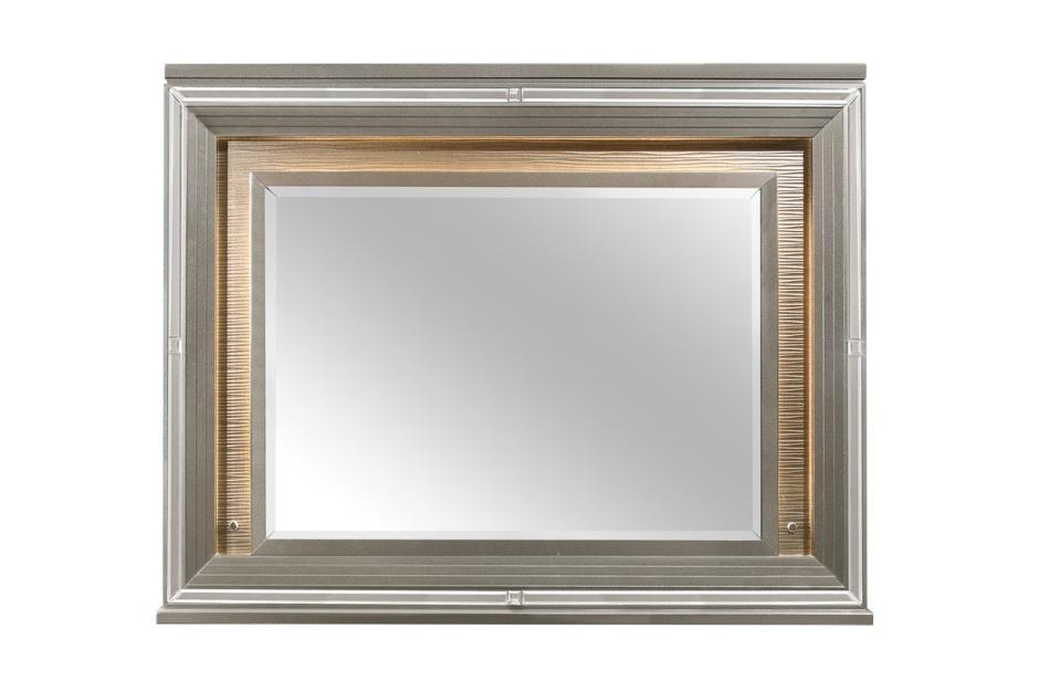 Tamsin Silver-Grey Metallic Mirror w/ LED Light