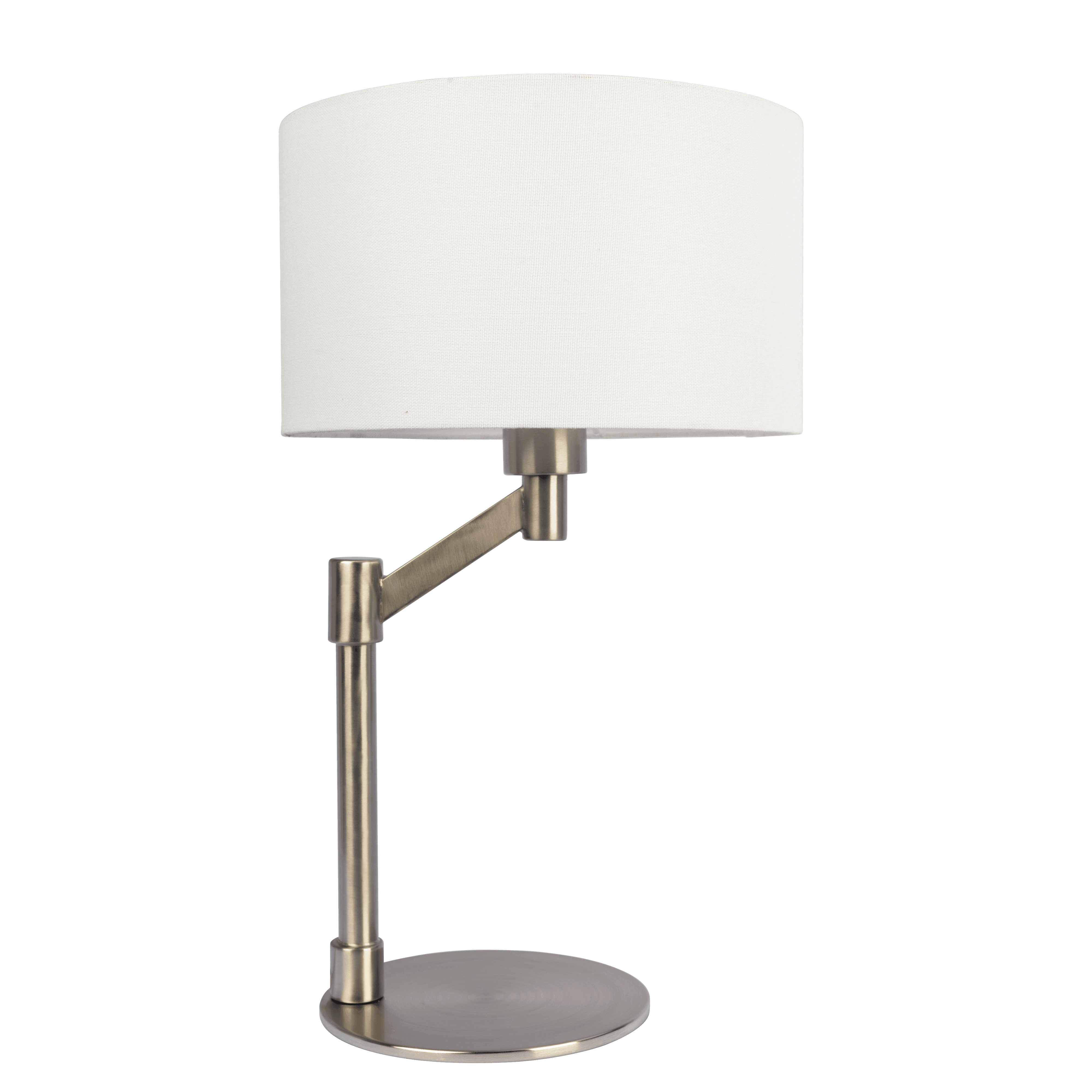 Horizon Brushed Nickel Table Lamp with On/Off Switch Curved Metal Base Linen Shade