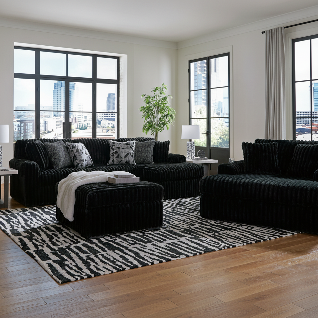 Midnight-Madness 3-Piece Sectional with Chaise