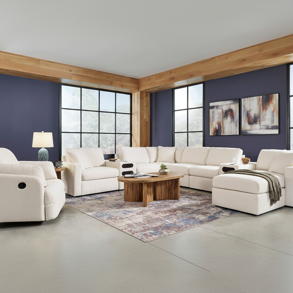 Modmax Premium 4-Piece Sectional with Storage Chaise and Storage Console