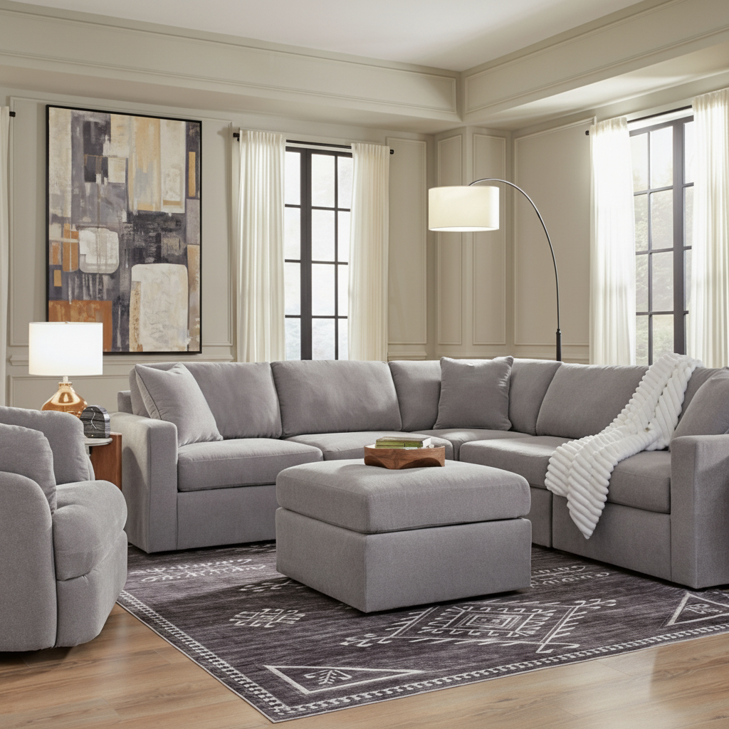 Modmax Premium 4-Piece Sectional with Storage Chaise and Storage Console