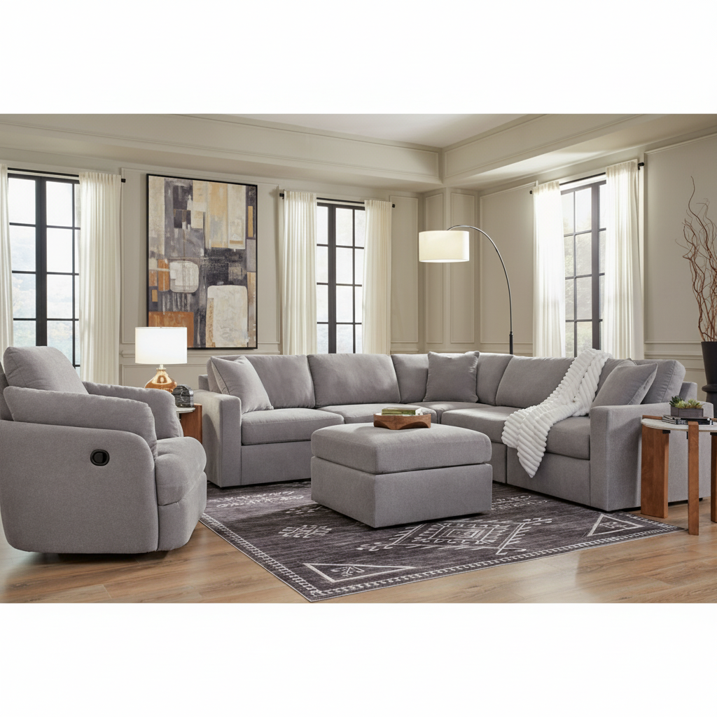 Modmax 5-Piece Double Storage Chaise Sectional with Audio Console
