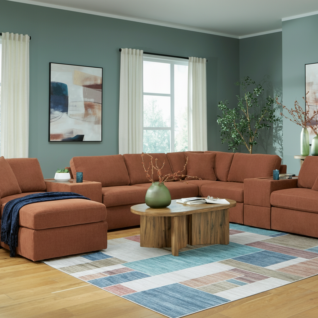 Modmax 5-Piece Double Storage Chaise Sectional with Audio Console