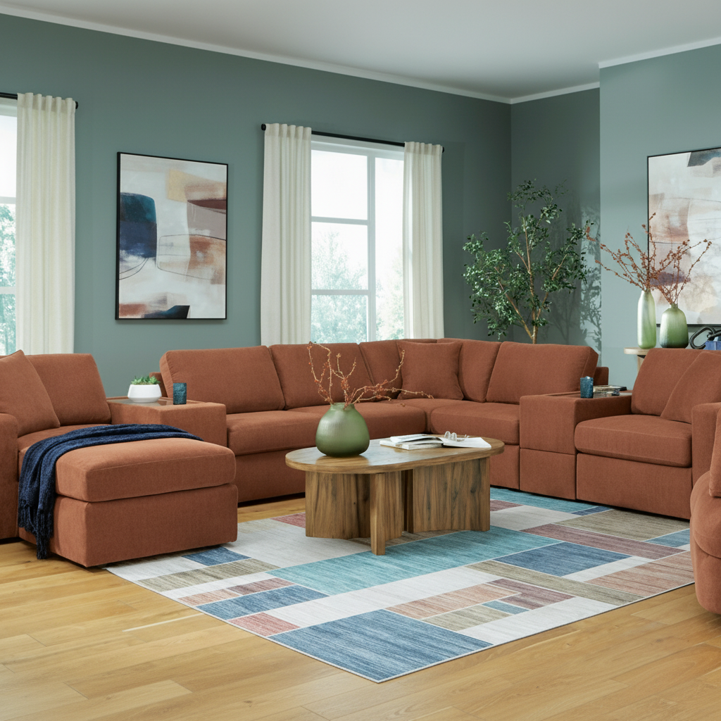 Modmax 6-Piece Sectional with Storage Chaise and Storage Console
